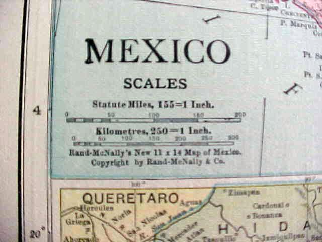 Antique Map Mexico 1916 Rand McNally
