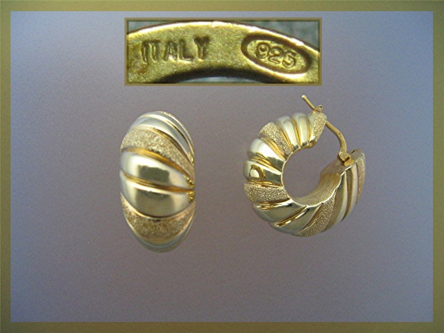 Earrings Sterling Silver Gold Vermeil Pierced Italy