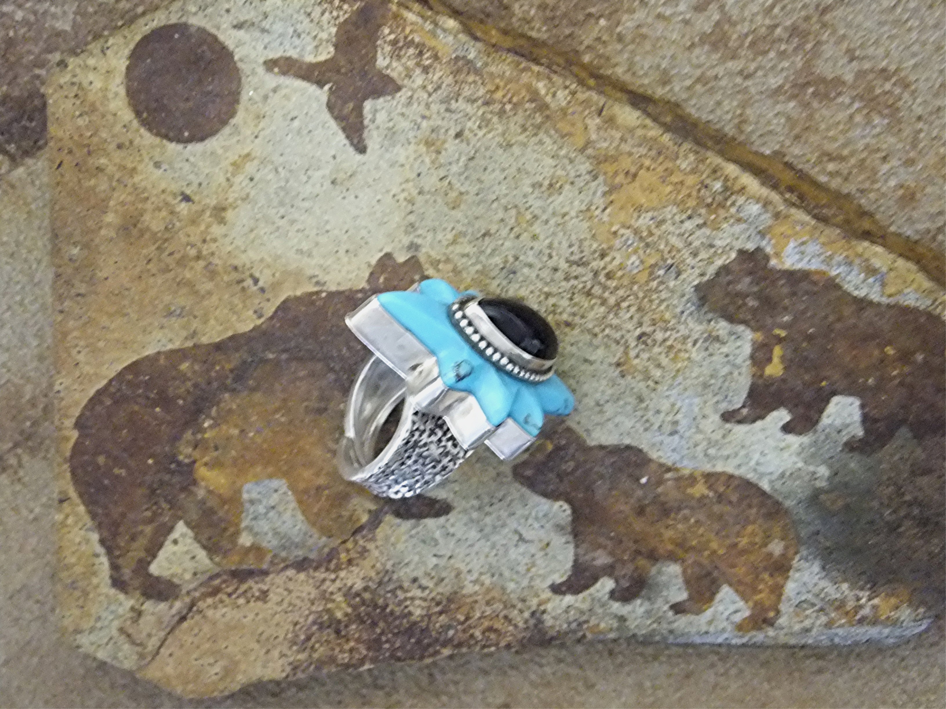 David Troutman Sterling Silver Turquoise Amethyst Ring