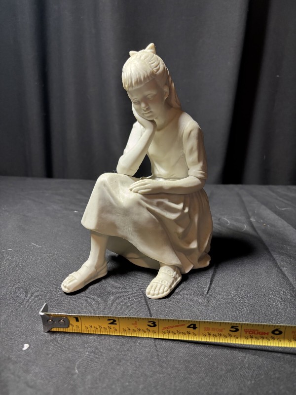 Andrea by Sadek Porcelain Girl Sitting on Rock Figurine #6633 Japan 7.5”