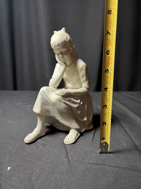 Andrea by Sadek Porcelain Girl Sitting on Rock Figurine #6633 Japan 7.5”