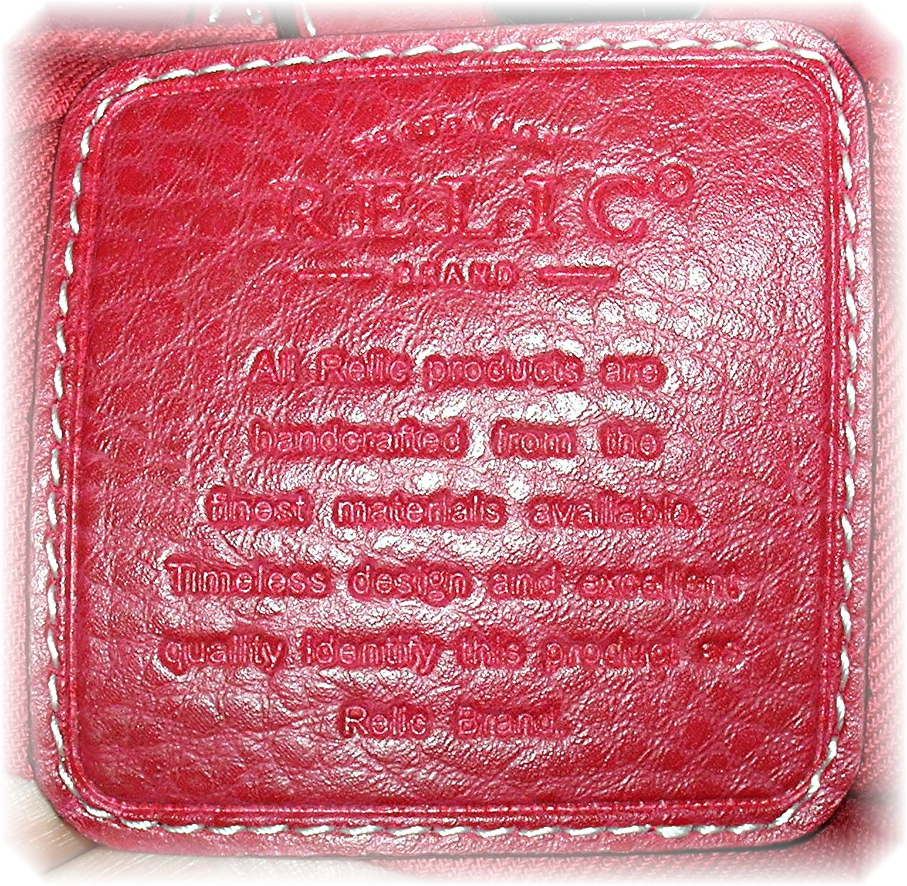 Bag Red Leather White Stiched  RELIC Tote