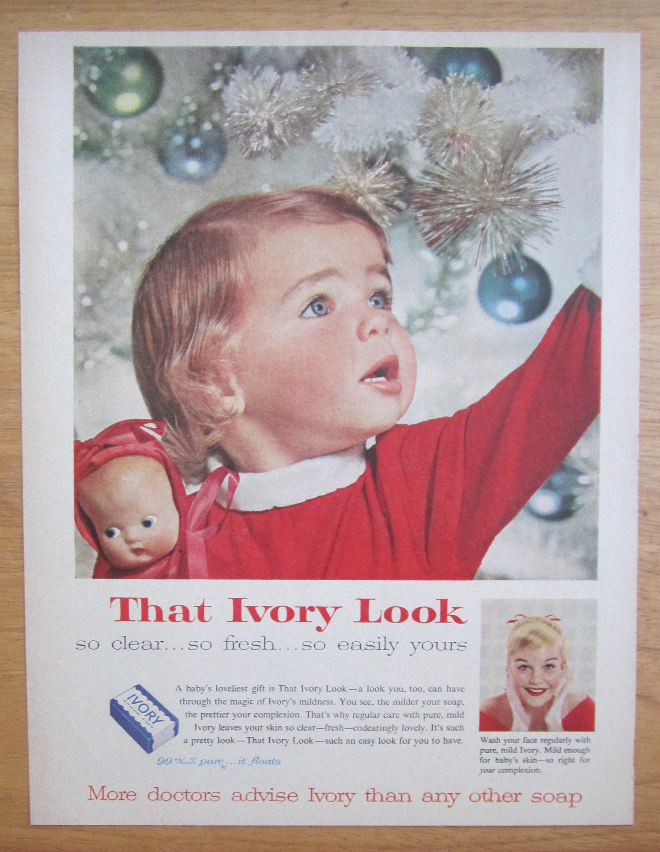 1957 Ivory Soap with Baby in Front of Christmas Tree