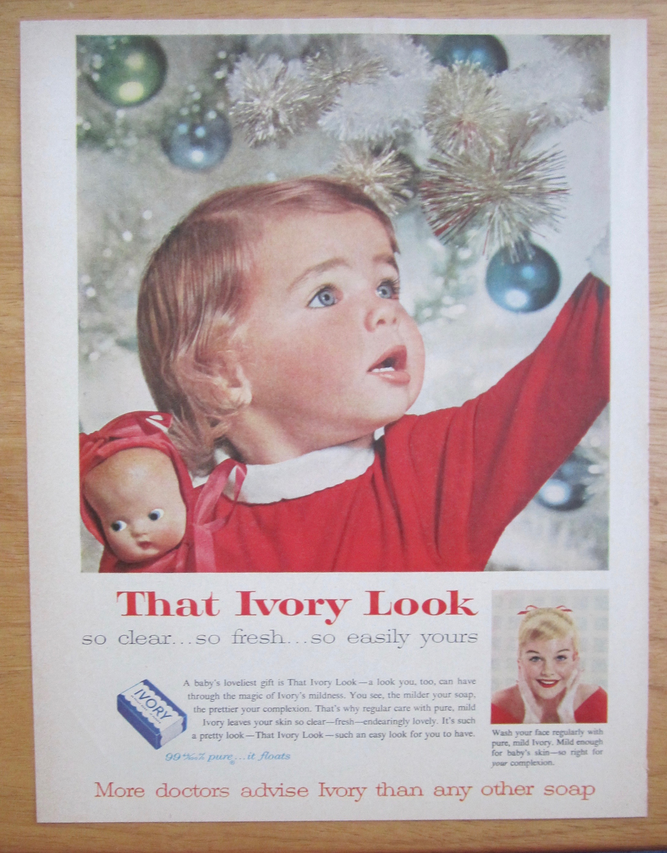 1957 Ivory Soap with Baby in Front of Christmas Tree