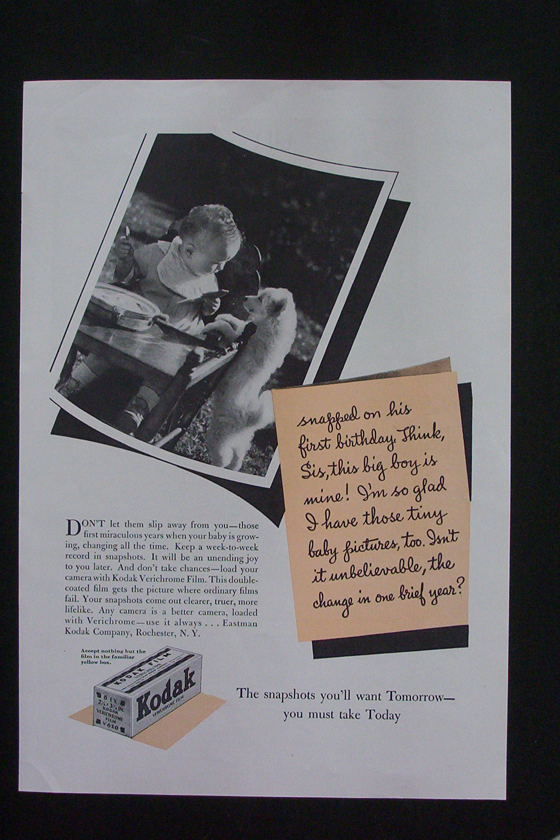 1930's Eastman Kodak with Boy's First Birthday
