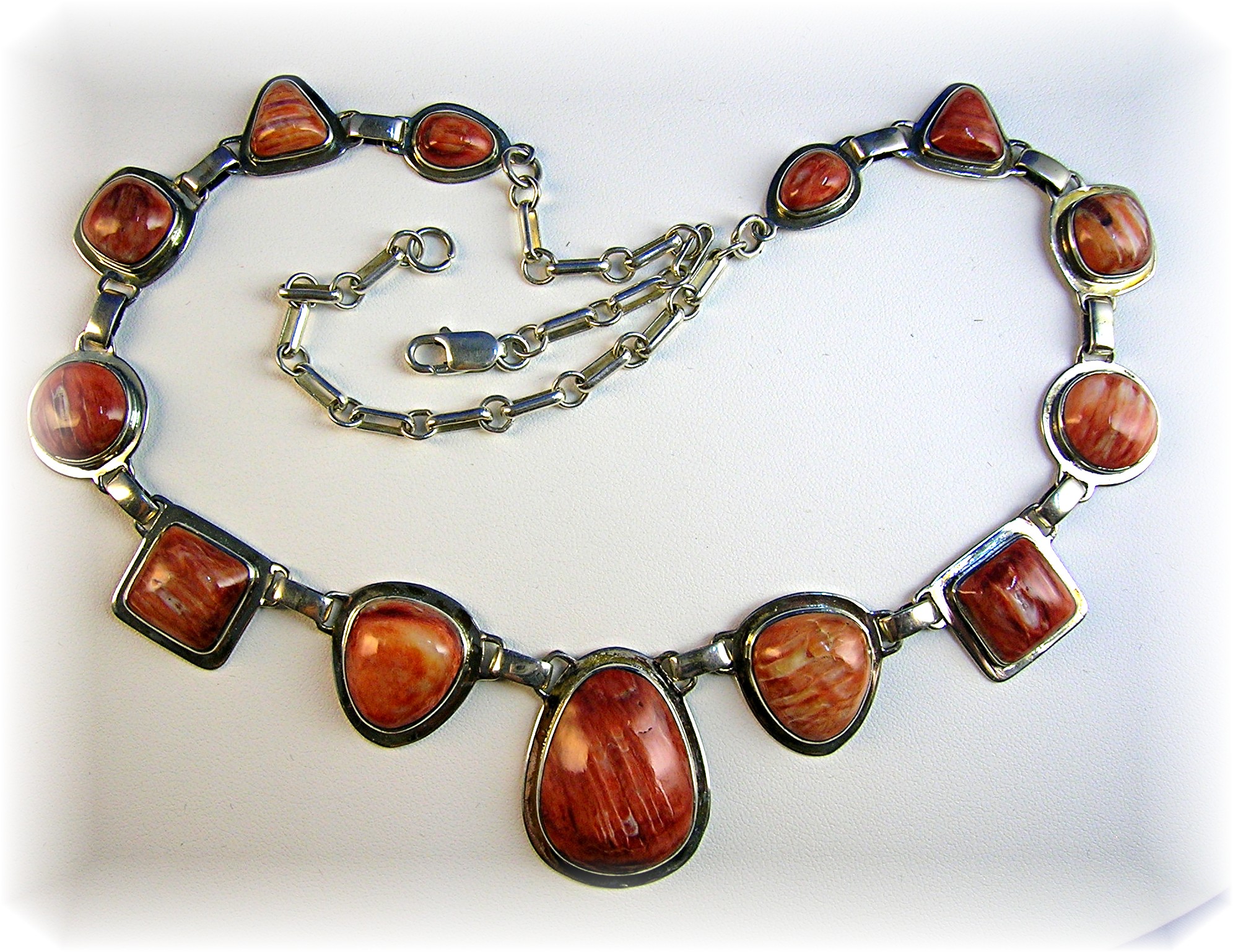 Necklace Sterling Silver Spiny Oyster Signed BW
