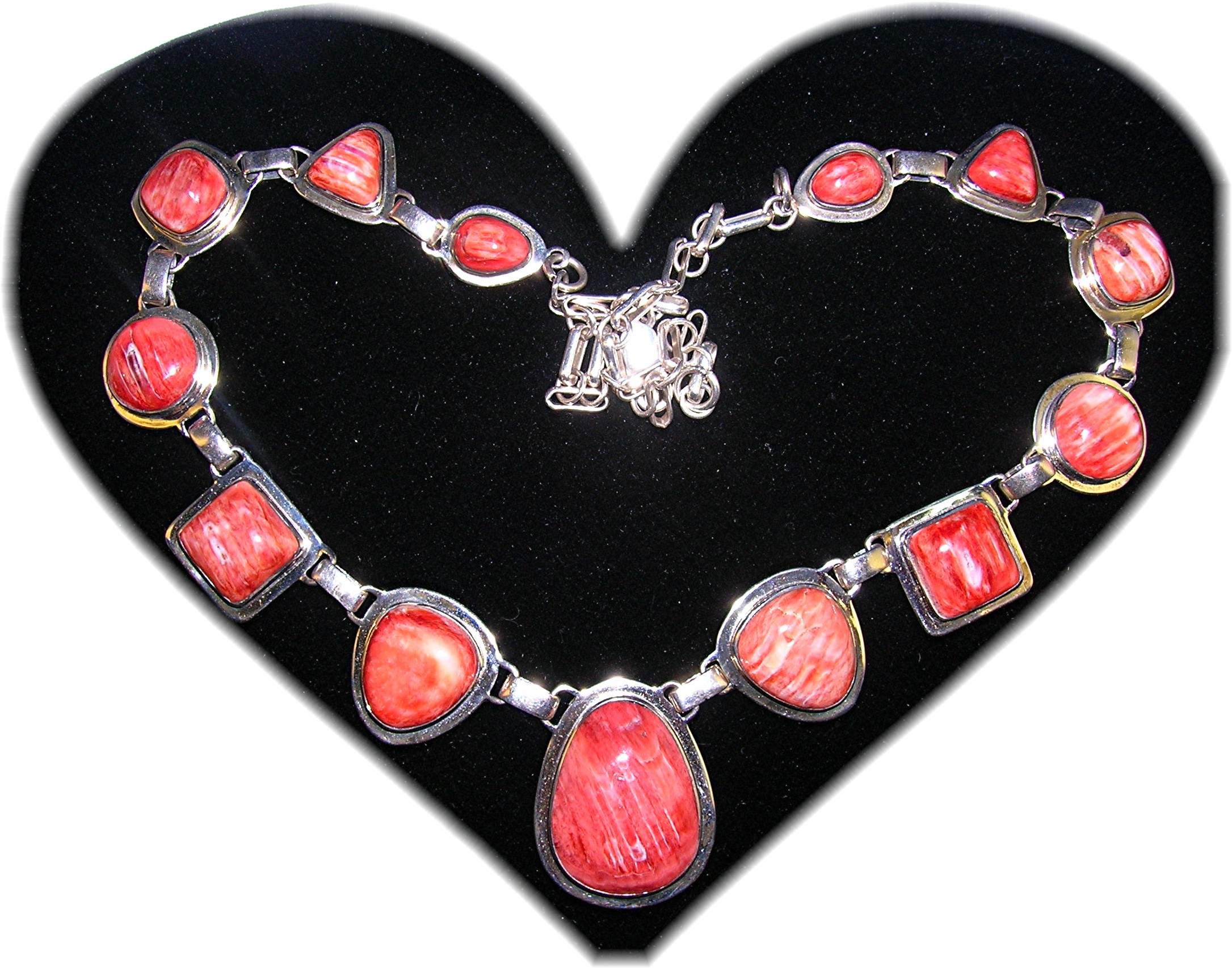 Necklace Sterling Silver Spiny Oyster Signed BW