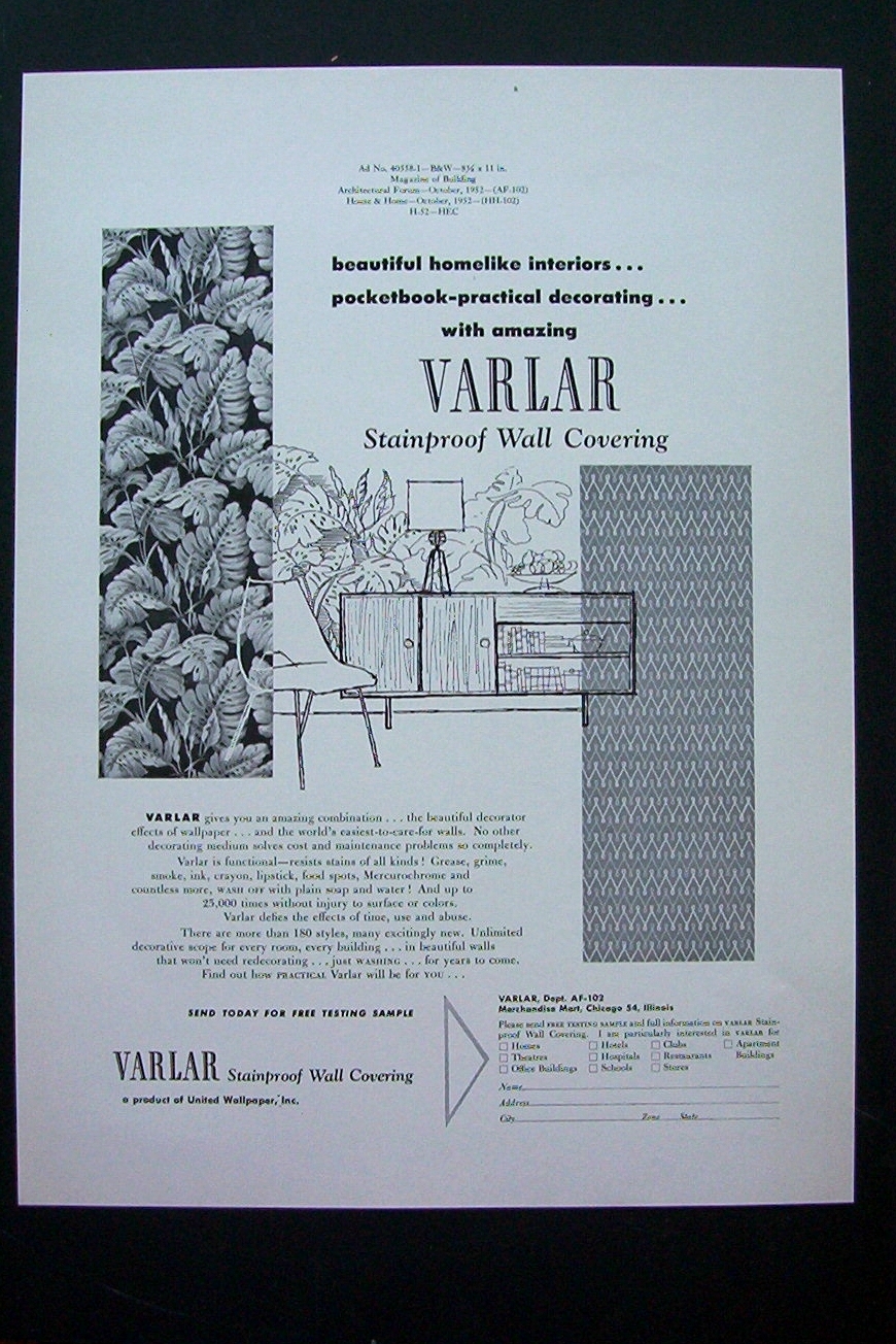 1952 Varlar Stainproof Wall Covering w/ Wall Coverings