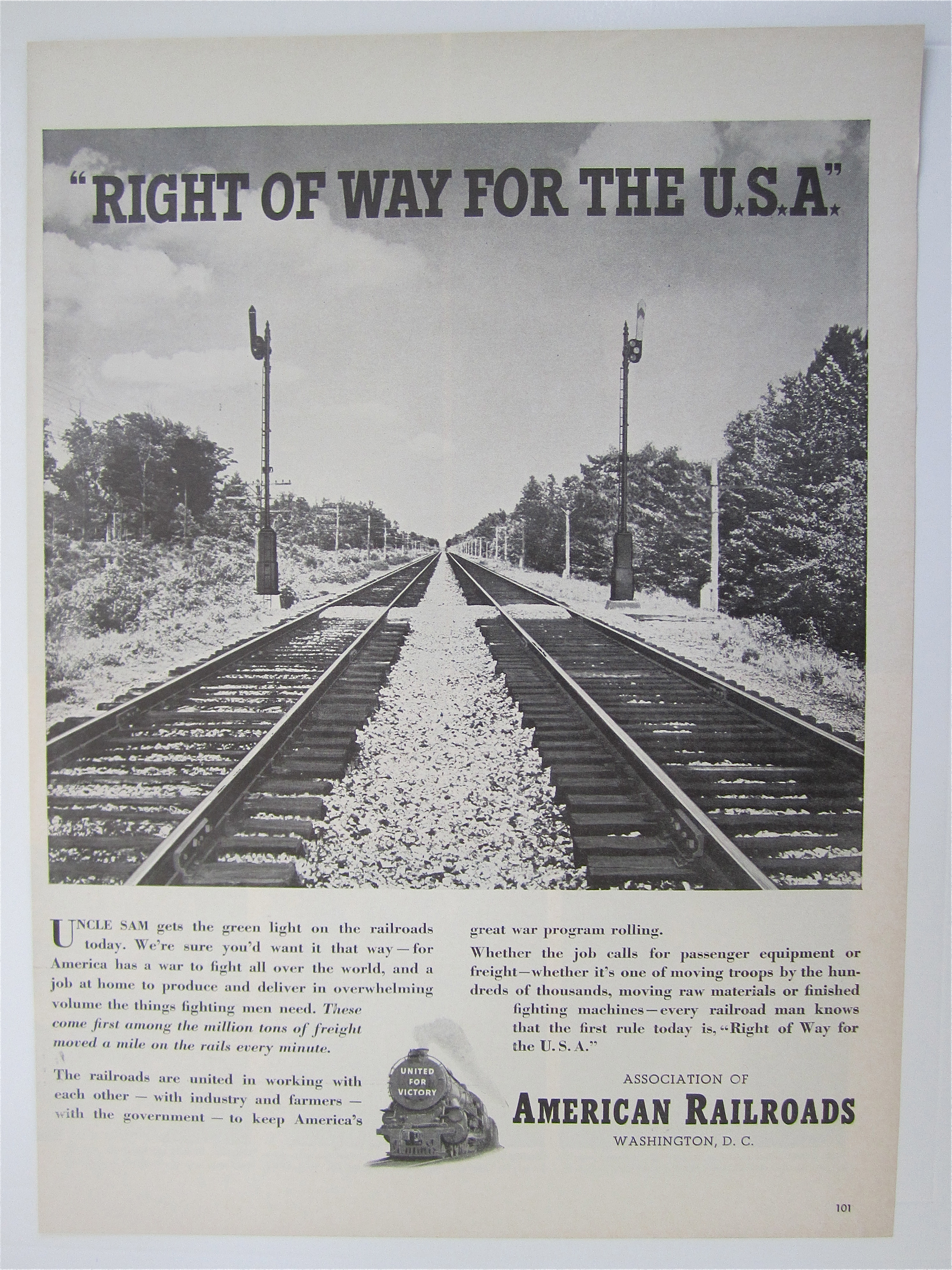 1942 Association of American Railroads with Train Track