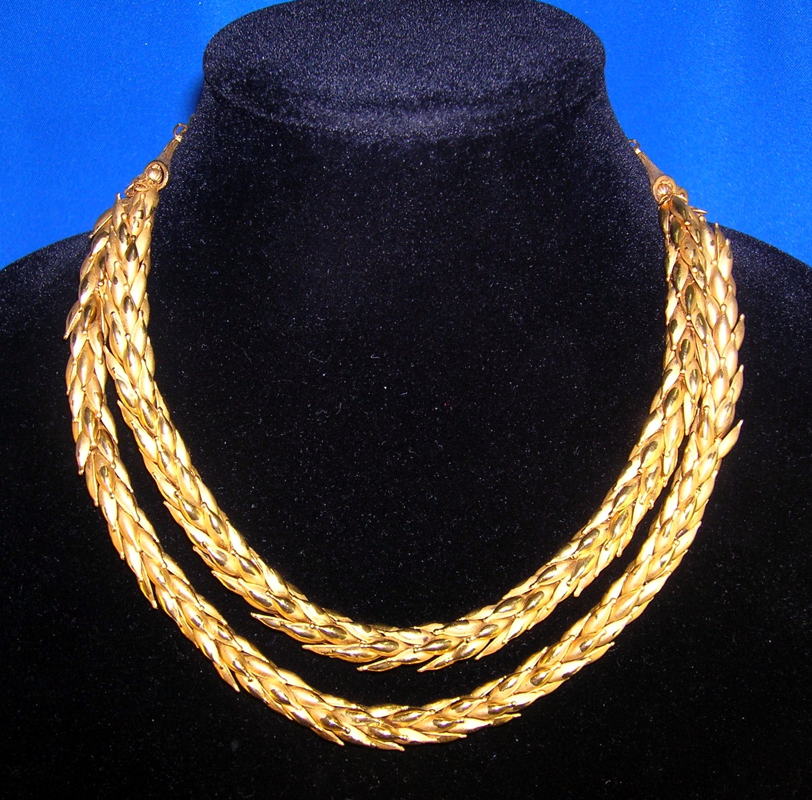 18 Inch Gold Barley Look Double Rope Necklace