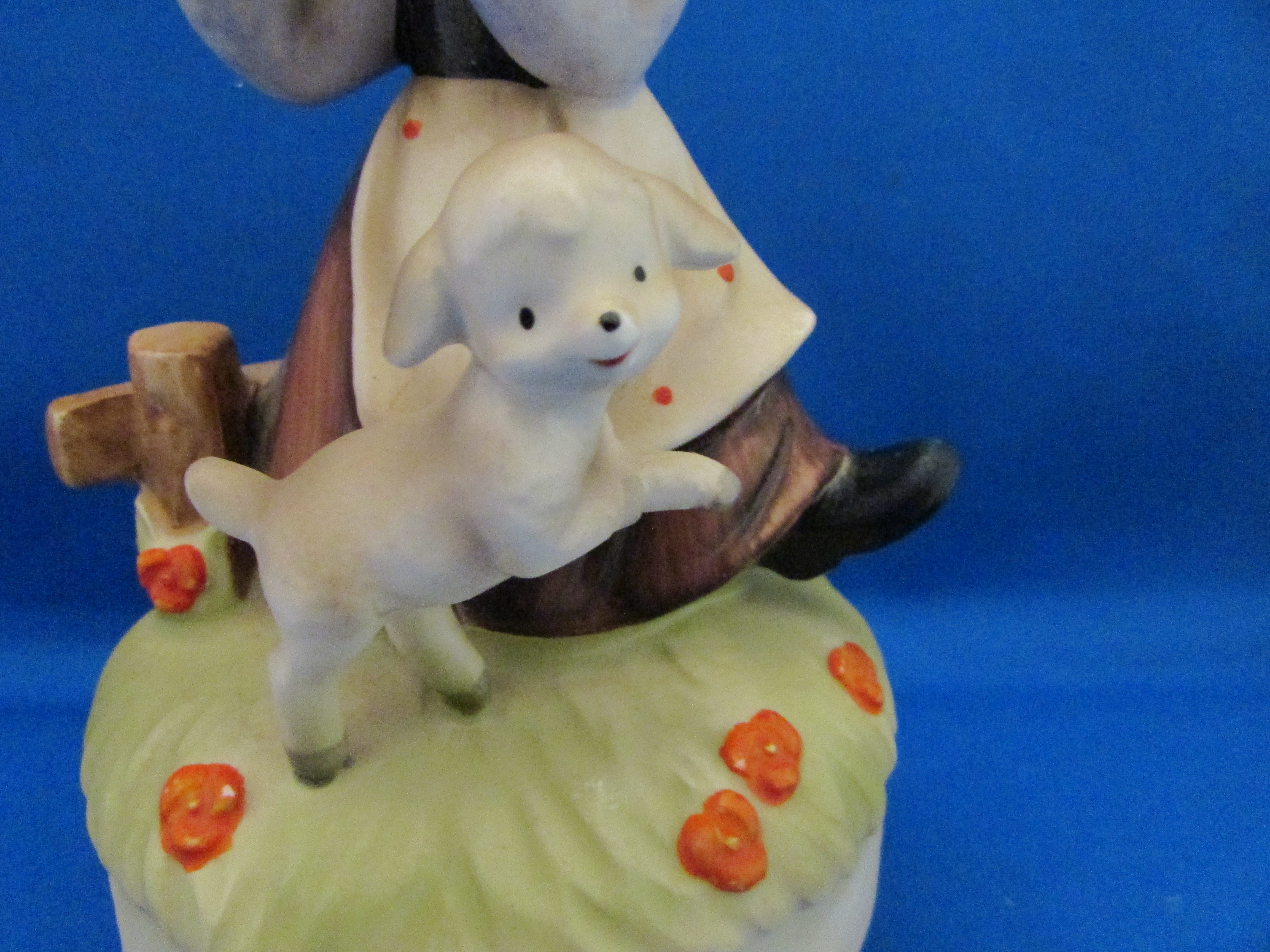 Hummel Like Music Box of Girl and Lamb