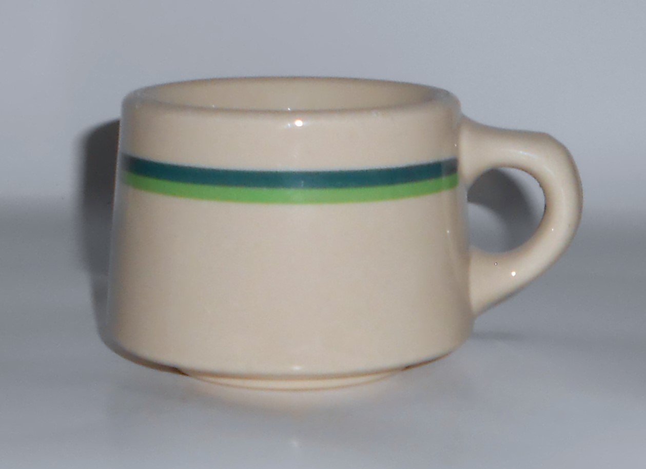 VINTAGE Wallace China Restaurant Ware Green Bands Cup 1