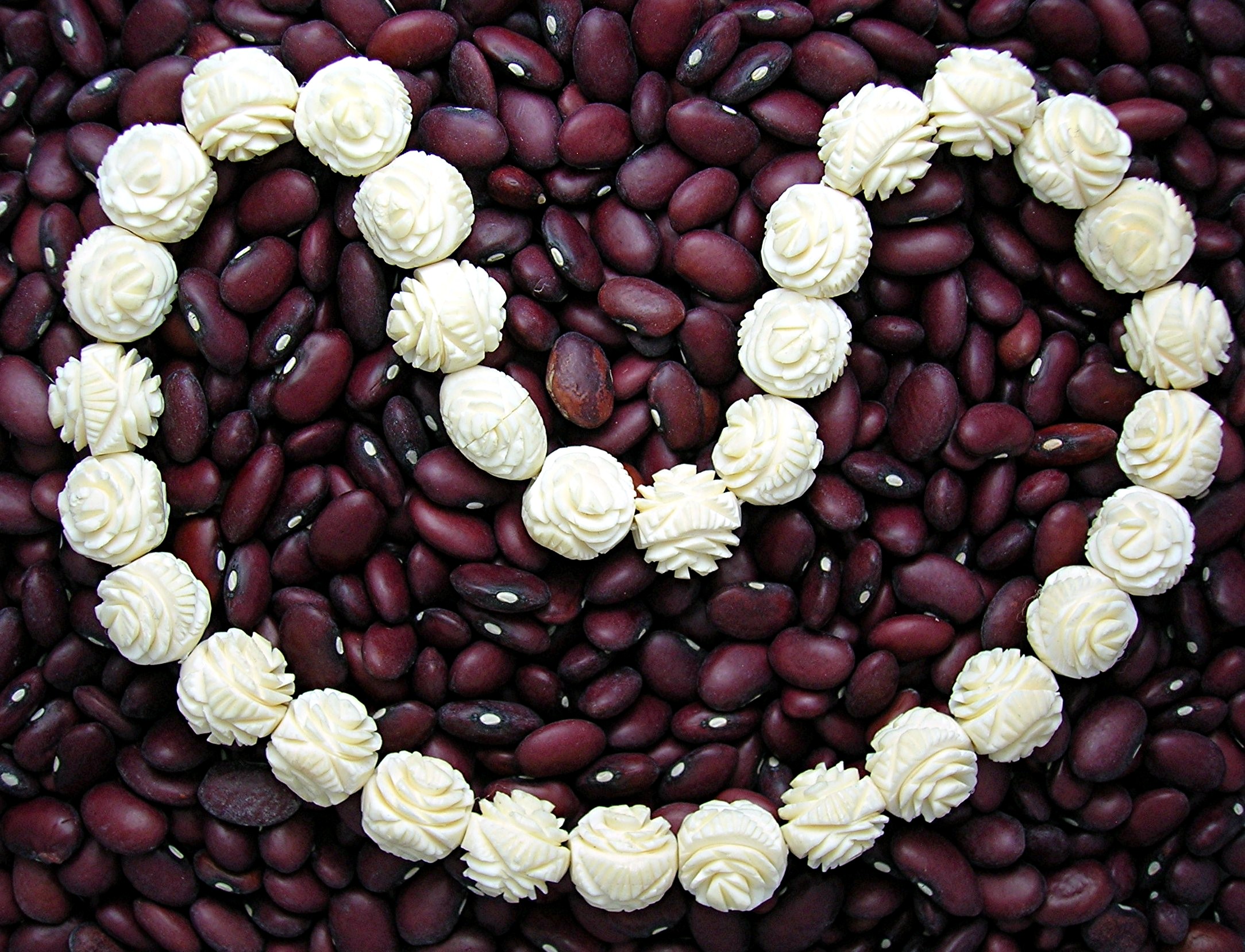 Ivory Hand Carved Flowers Necklace 16 Inch