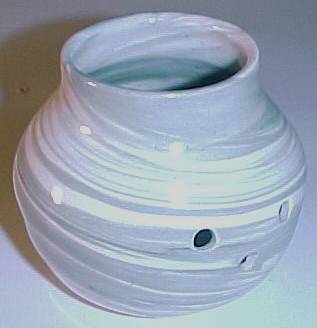 Wheel Thrown Green/White Swirl Pottery Jar!