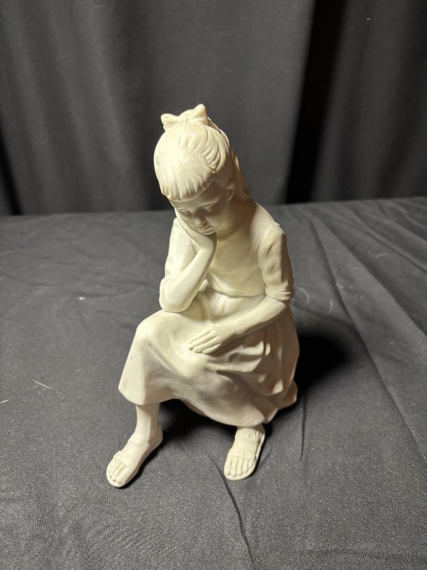 Andrea by Sadek Porcelain Girl Sitting on Rock Figurine #6633 Japan 7.5”