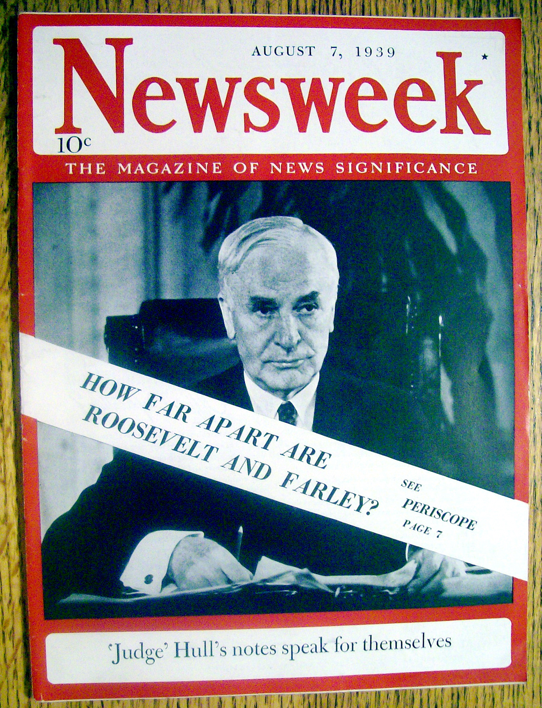 Newsweek Magazine-August 7, 1939-Judge Hull
