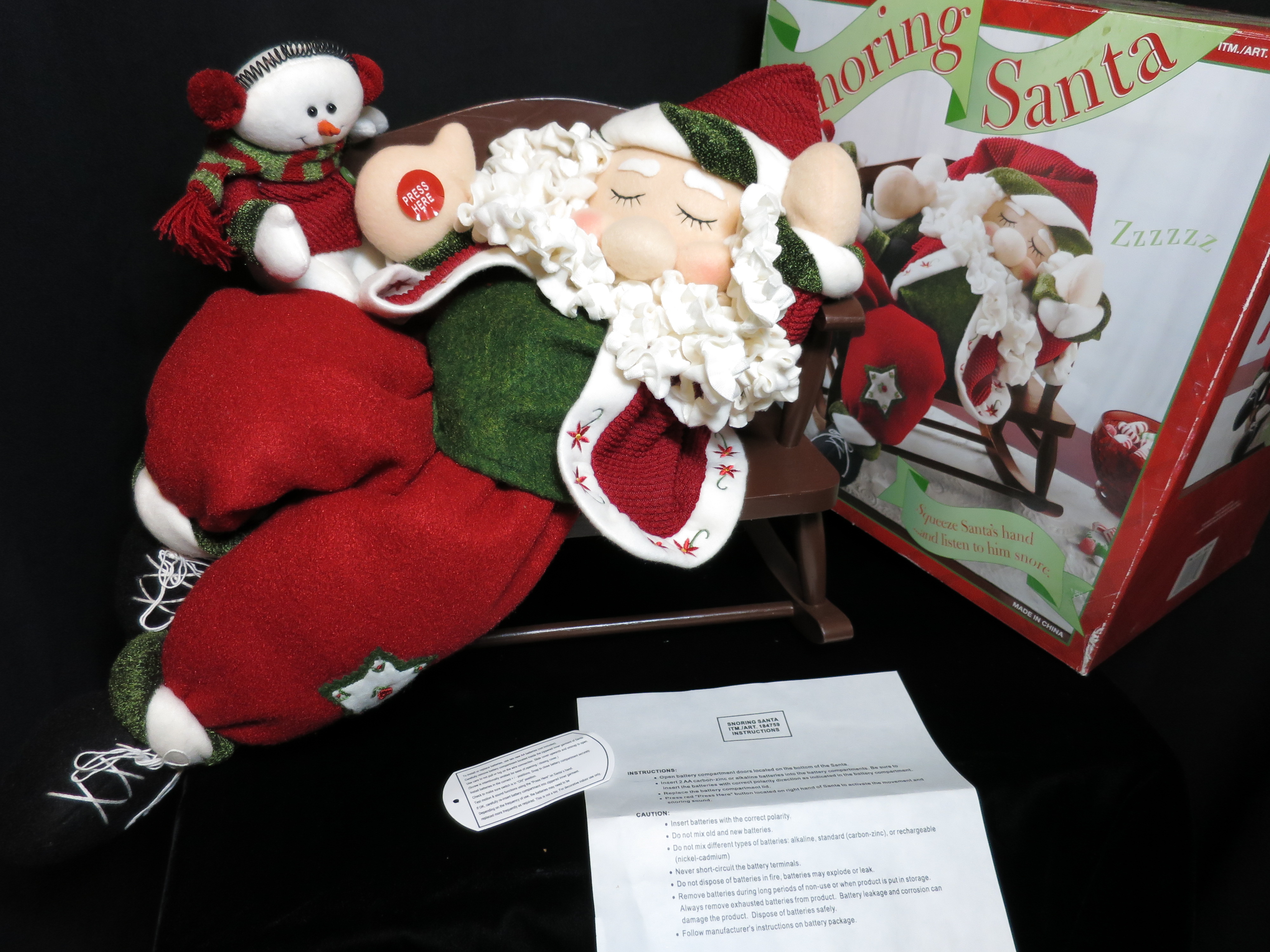Snoring Santa AA Battery Operated Imported by Costco
