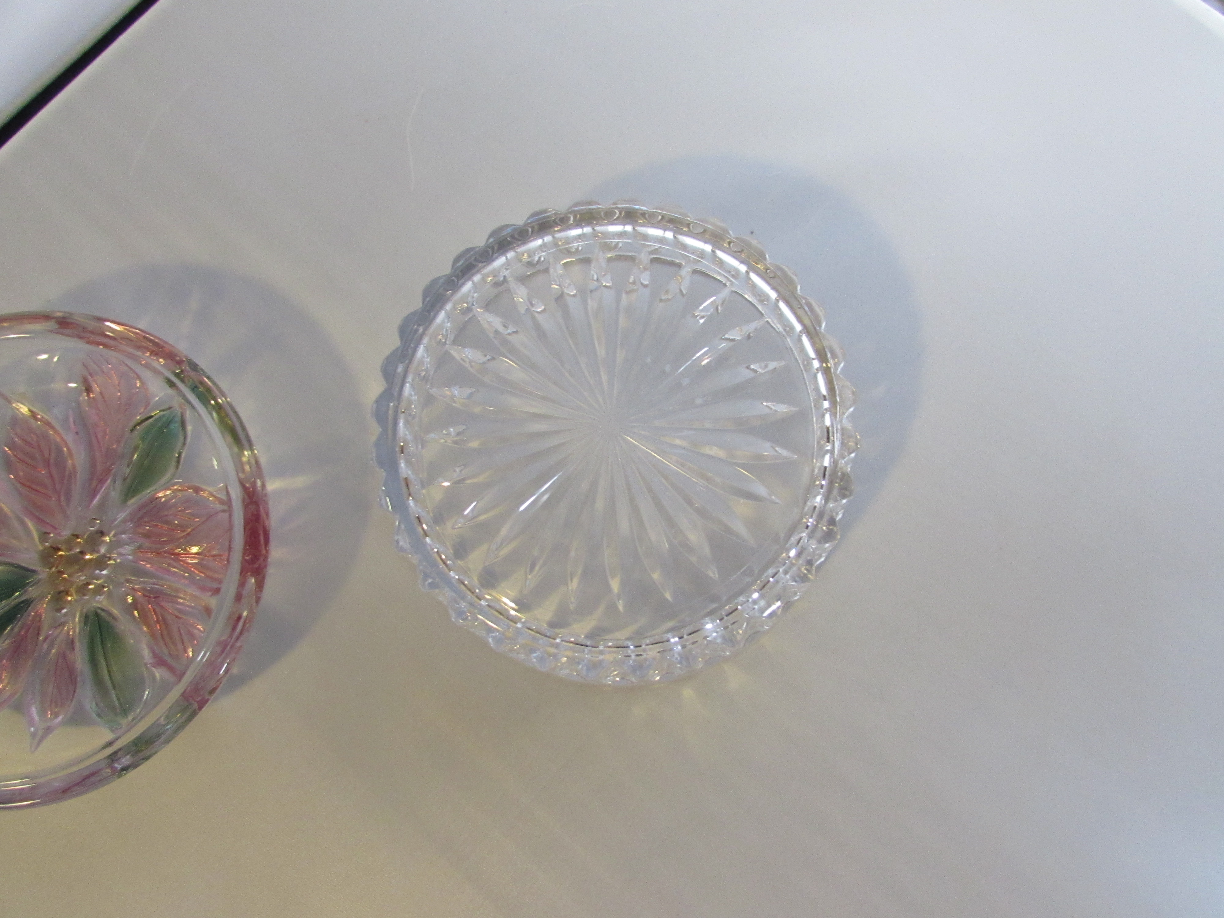 Poinsettia Crystal CandyTrinket dish with lid