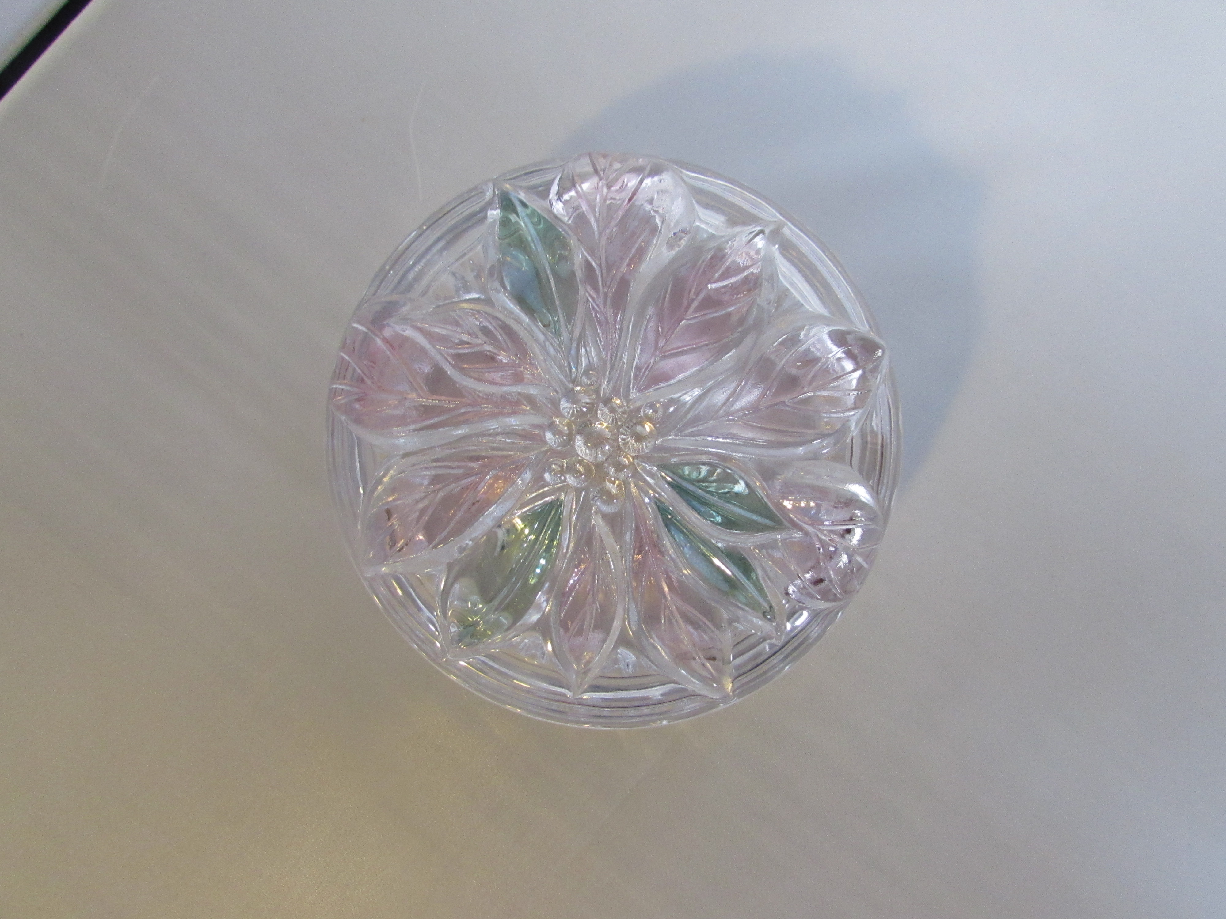 Poinsettia Crystal CandyTrinket dish with lid