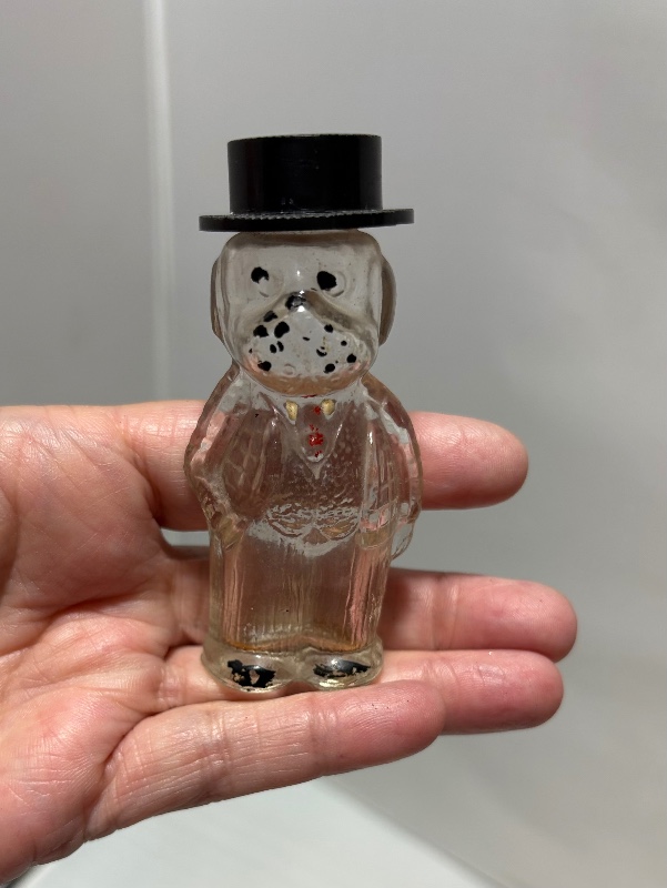 Miniature Dapper Bulldog Perfume Bottle Wearing Top Hat Circa 1930s-40s