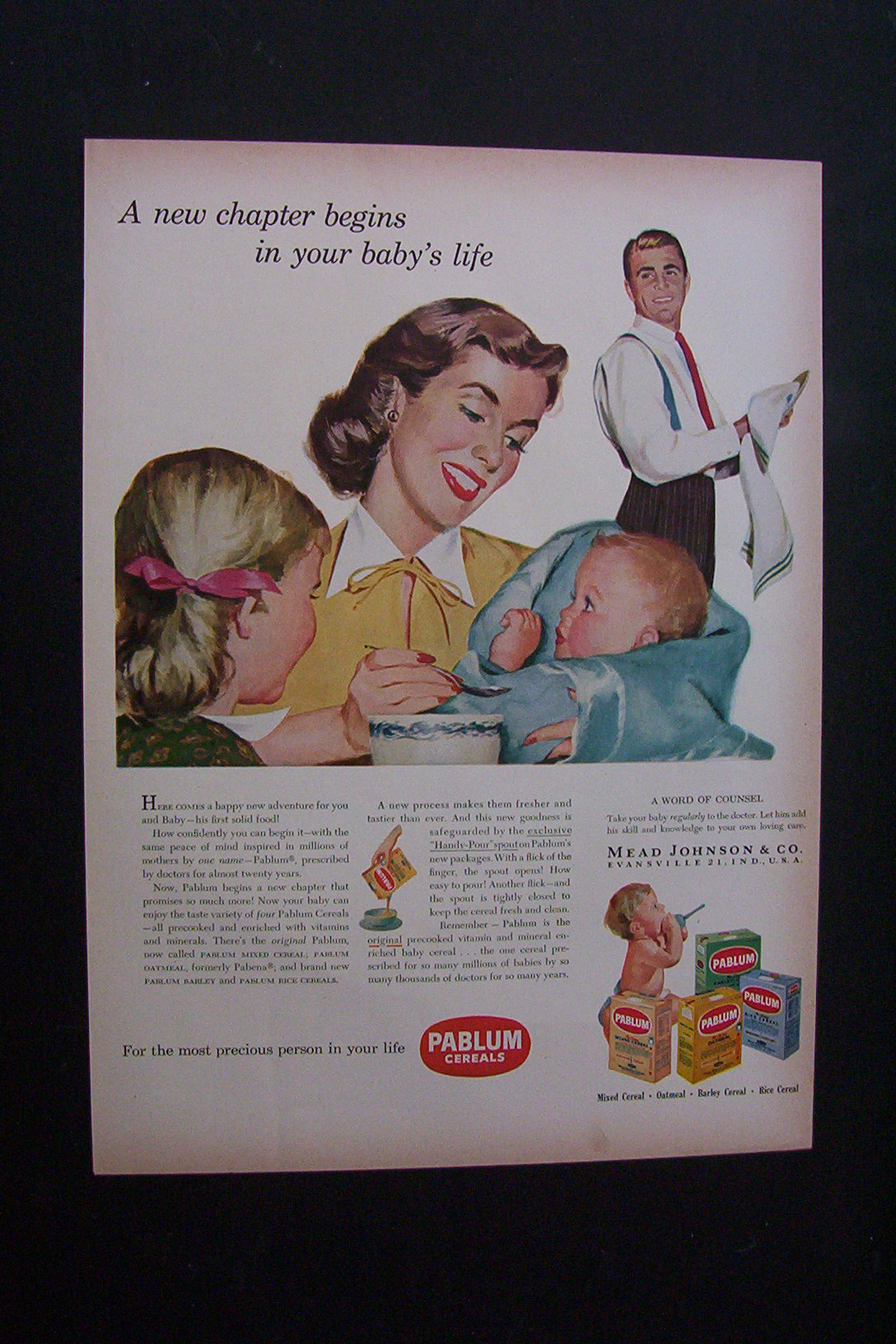 1951 Dual Ad: Pablum  Cereals  &  Tide  Detergent