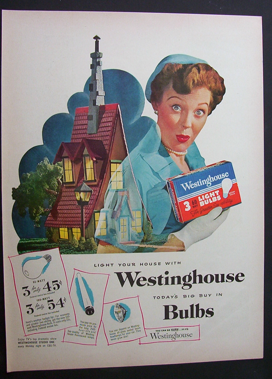 1951 Westinghouse Light Bulbs with Woman Holding Box