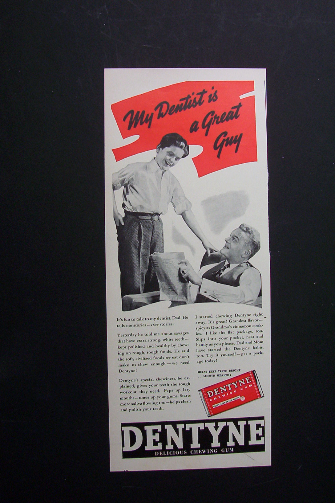 1940 Dentyne Chewing Gum with Boy Talking to Man