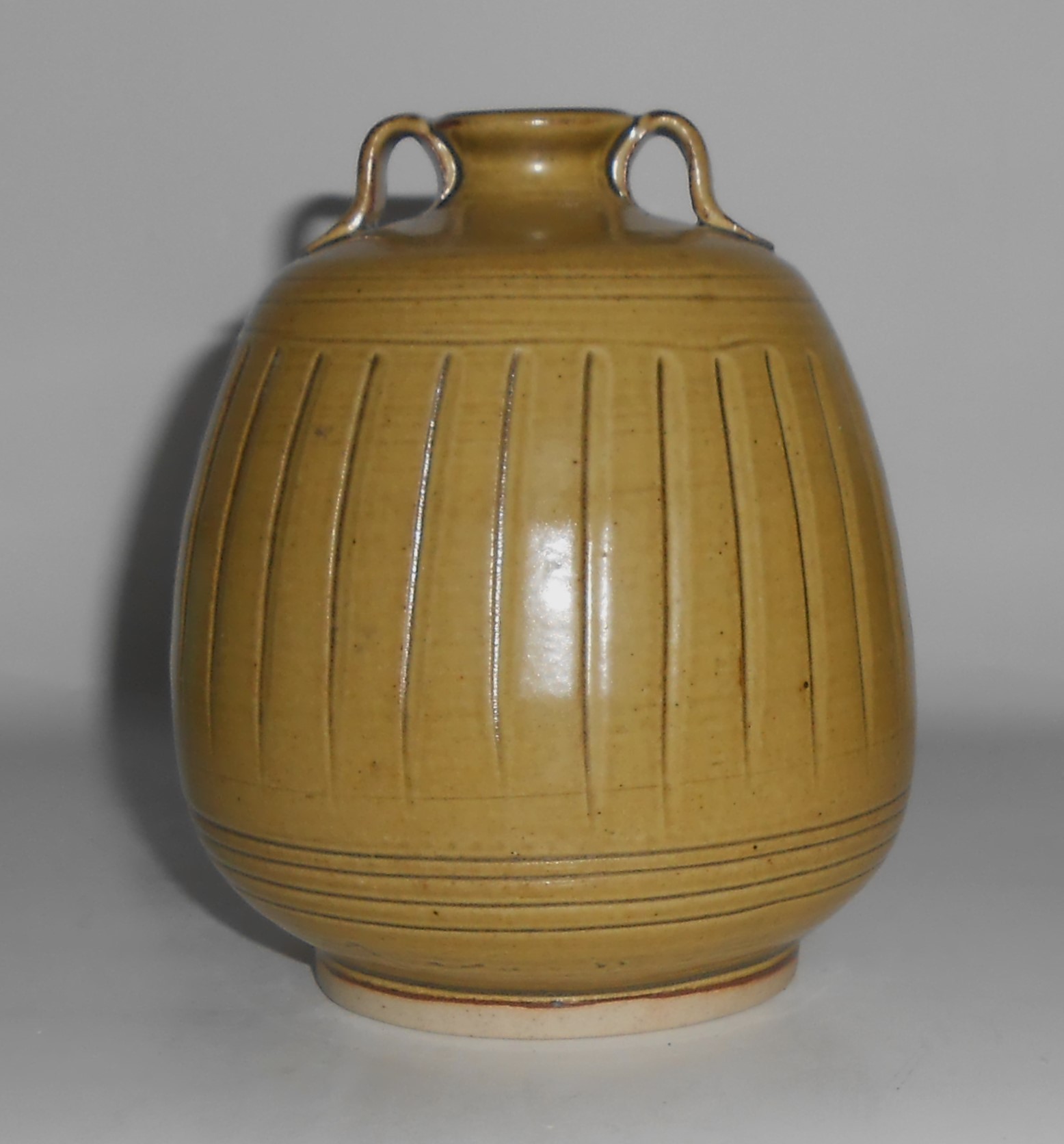 Studio Pottery Wheel Thrown & Tooled Twin Handle Vase