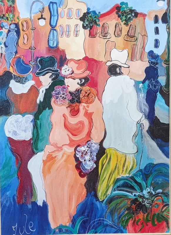 Zule painting evening dress closeup