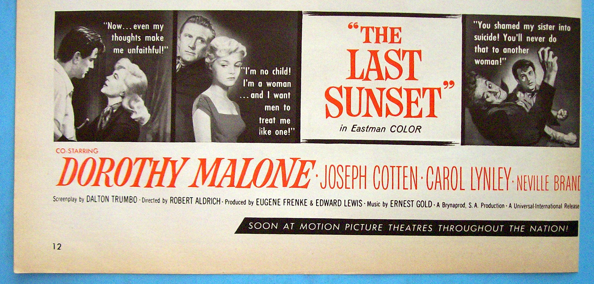 Vintage Ad: 1961 The Last Sunset with Kirk Douglas
