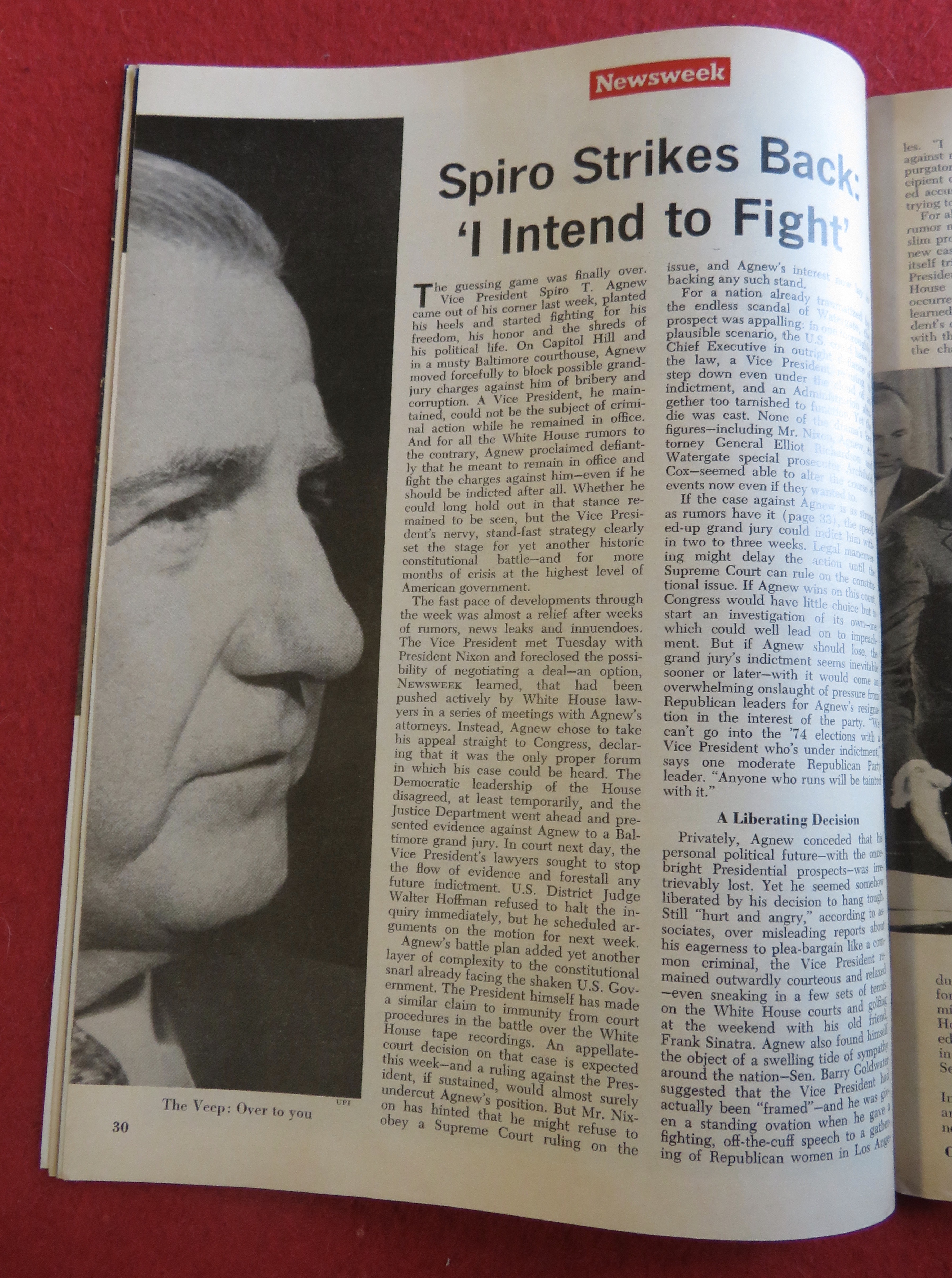 Newsweek Magazine October 8, 1973 Spiro Fights Back