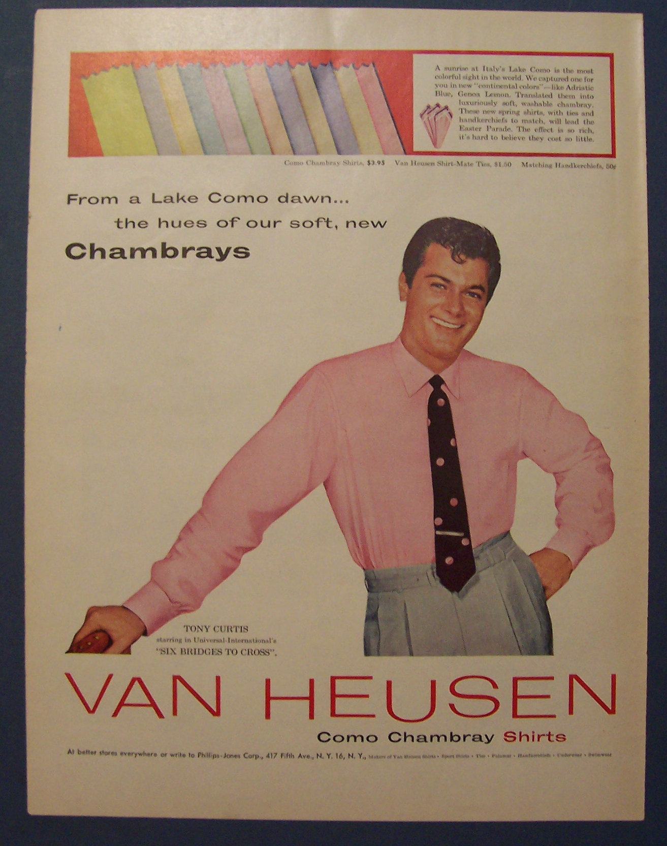 1955  Van  Heusen  Shirts  with  Tony  Curtis