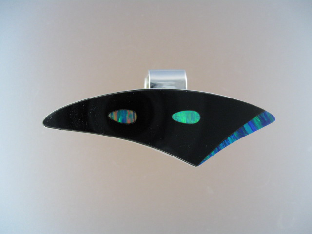 Sterling Silver Black Onyx Pink Green Blue Opal  Ring J