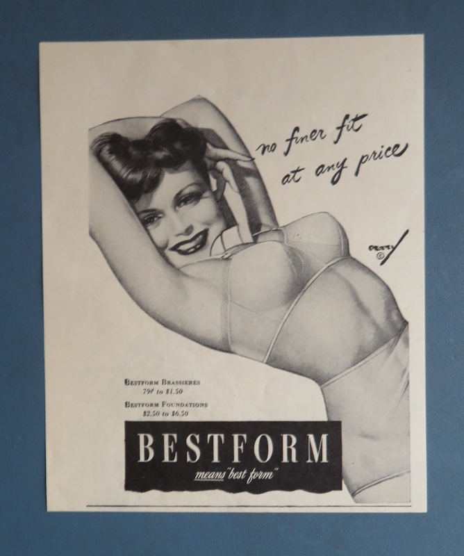 1944 Bestform With Lovely Woman Talking On A Telephone In Her Bra By George Petty
