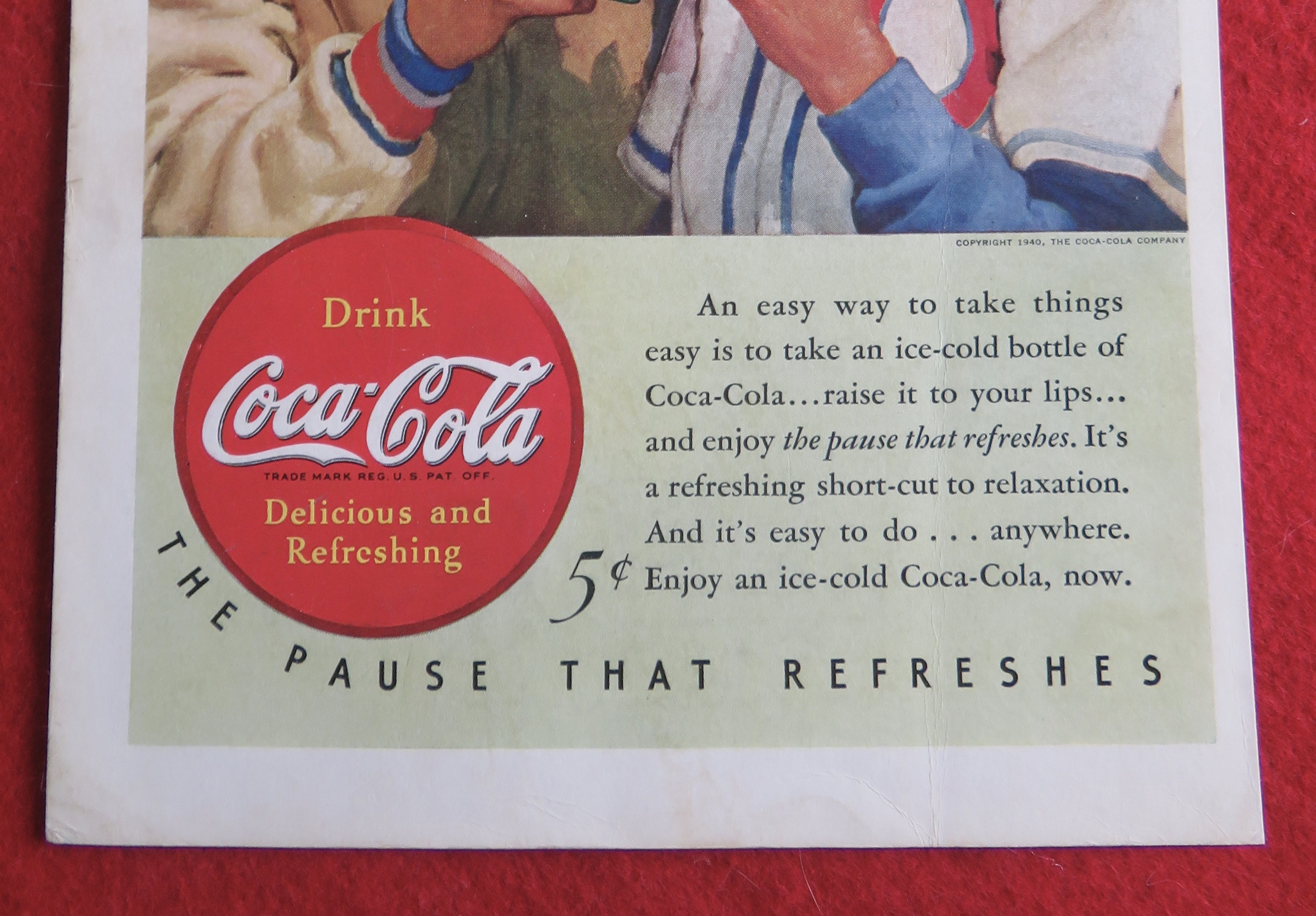 1940 Coca Cola (Coke) with Man Giving Boy a Soda