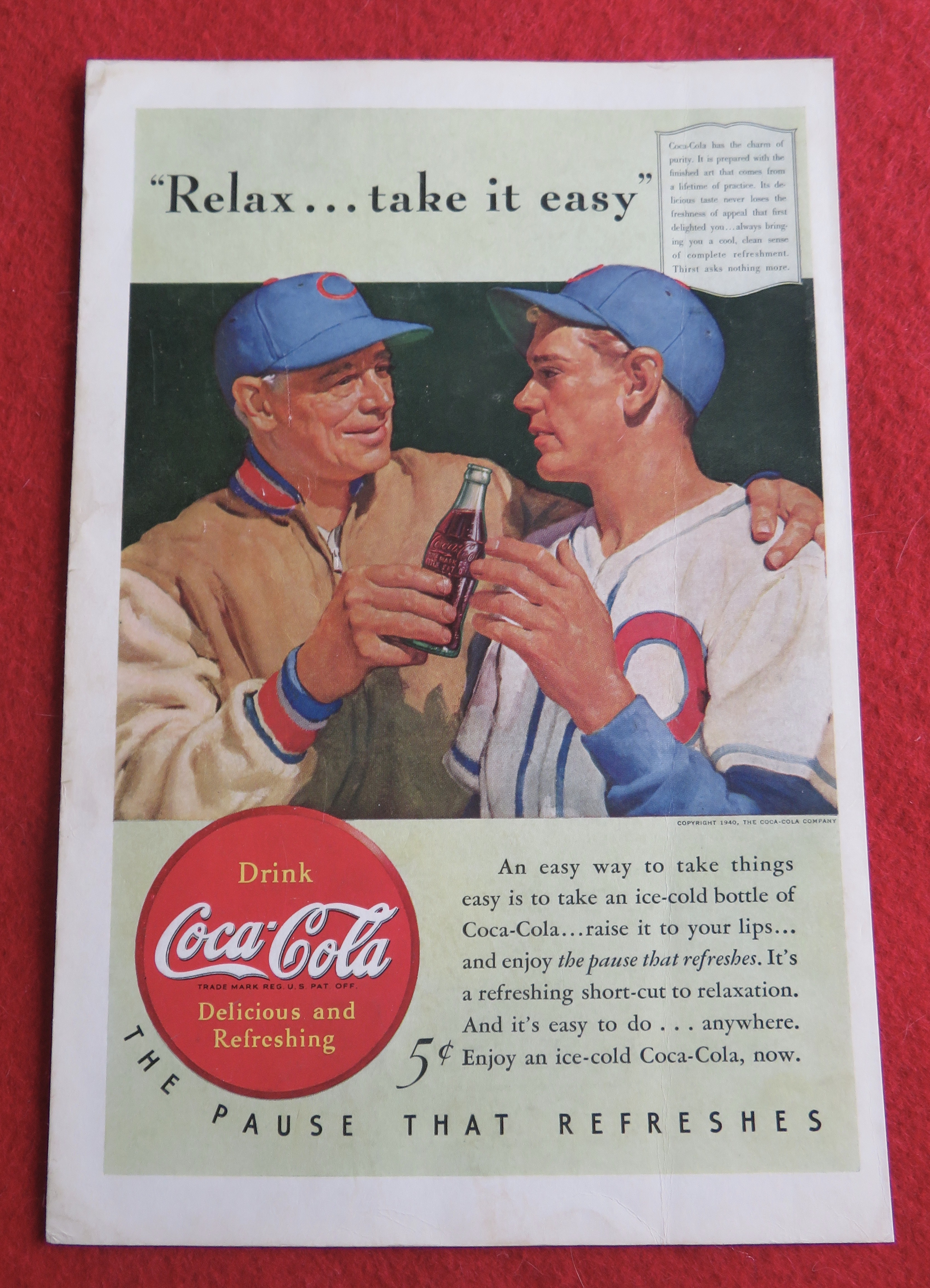 1940 Coca Cola (Coke) with Man Giving Boy a Soda