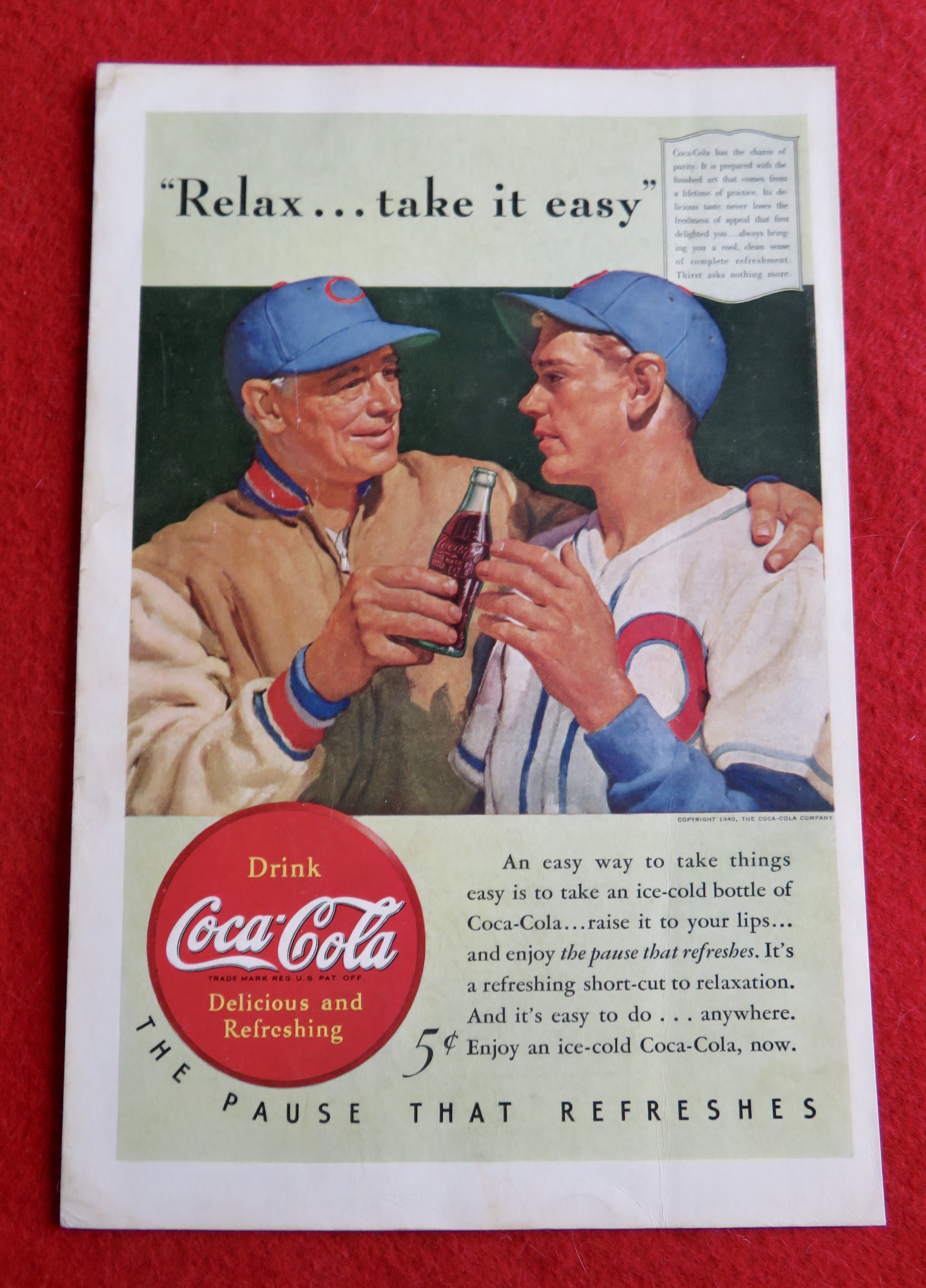 1940 Coca Cola (Coke) with Man Giving Boy a Soda