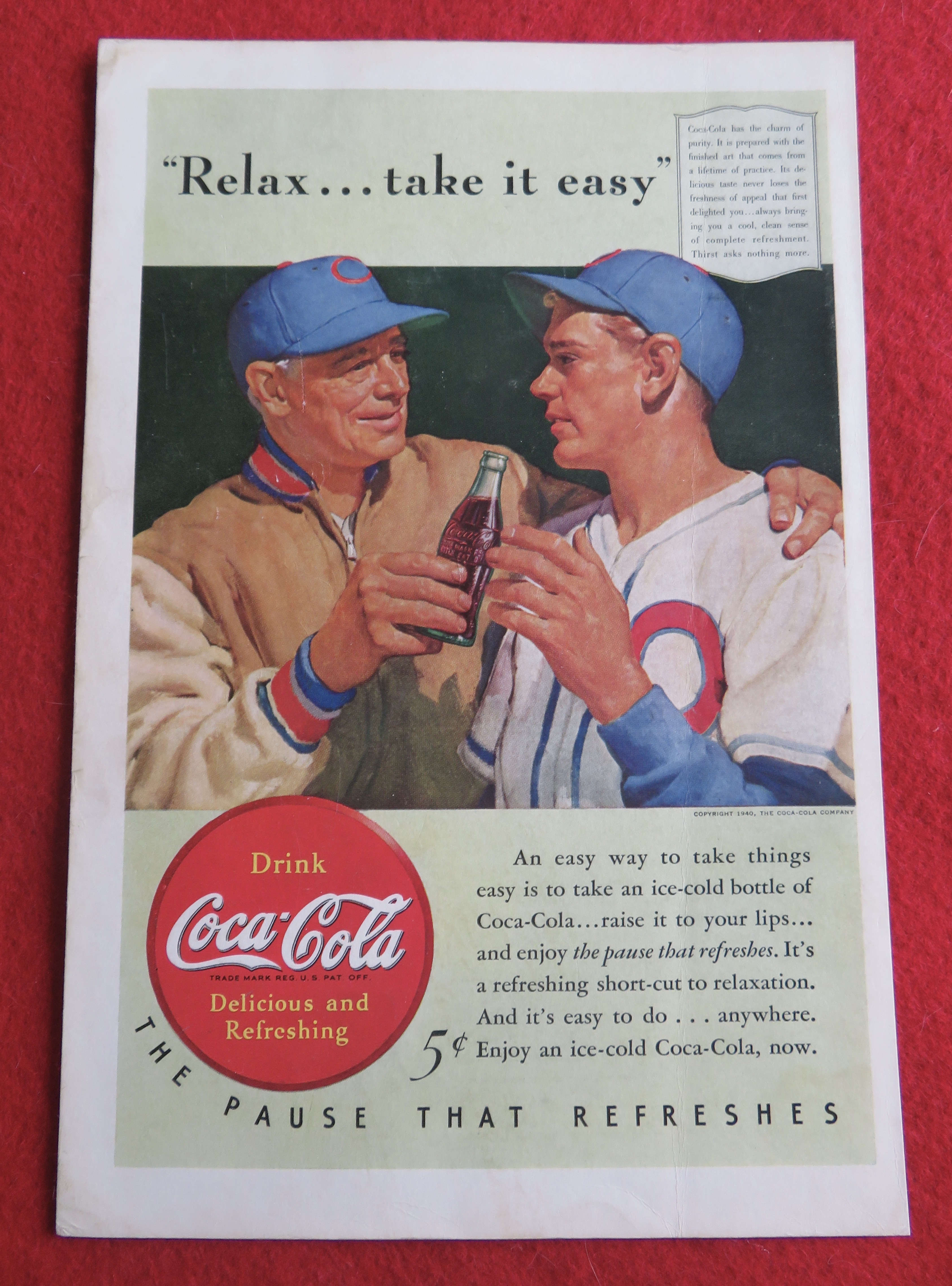 1940 Coca Cola (Coke) with Man Giving Boy a Soda