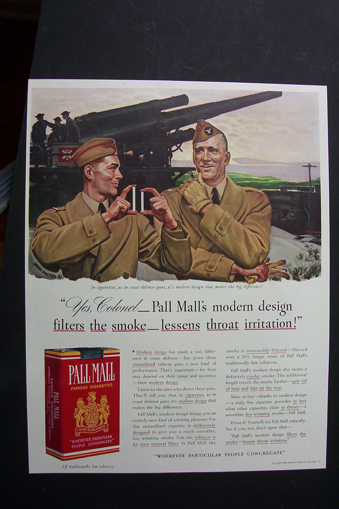 1941 Pall Mall Cigarettes Being Compared By John Falter