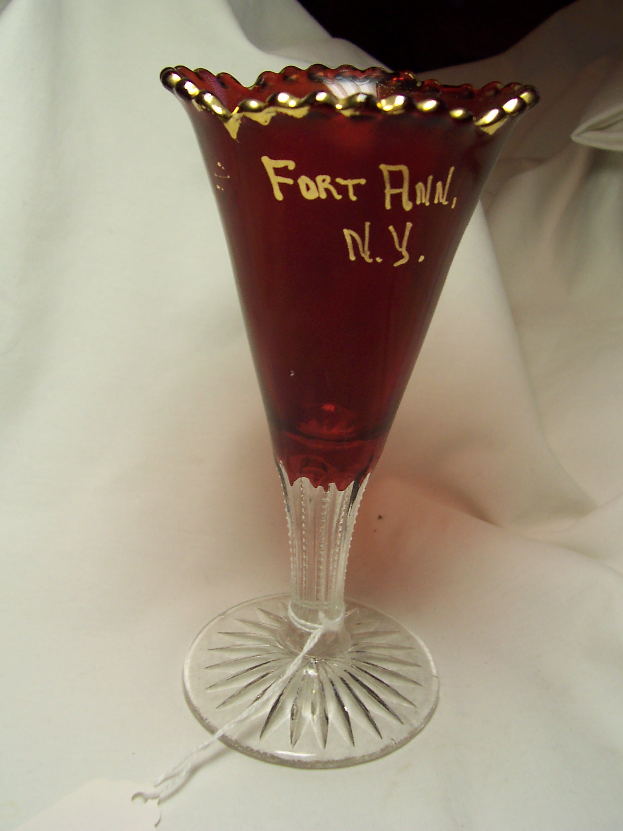 Ruby Glass Souvenir Goblet Fort Ann NY
