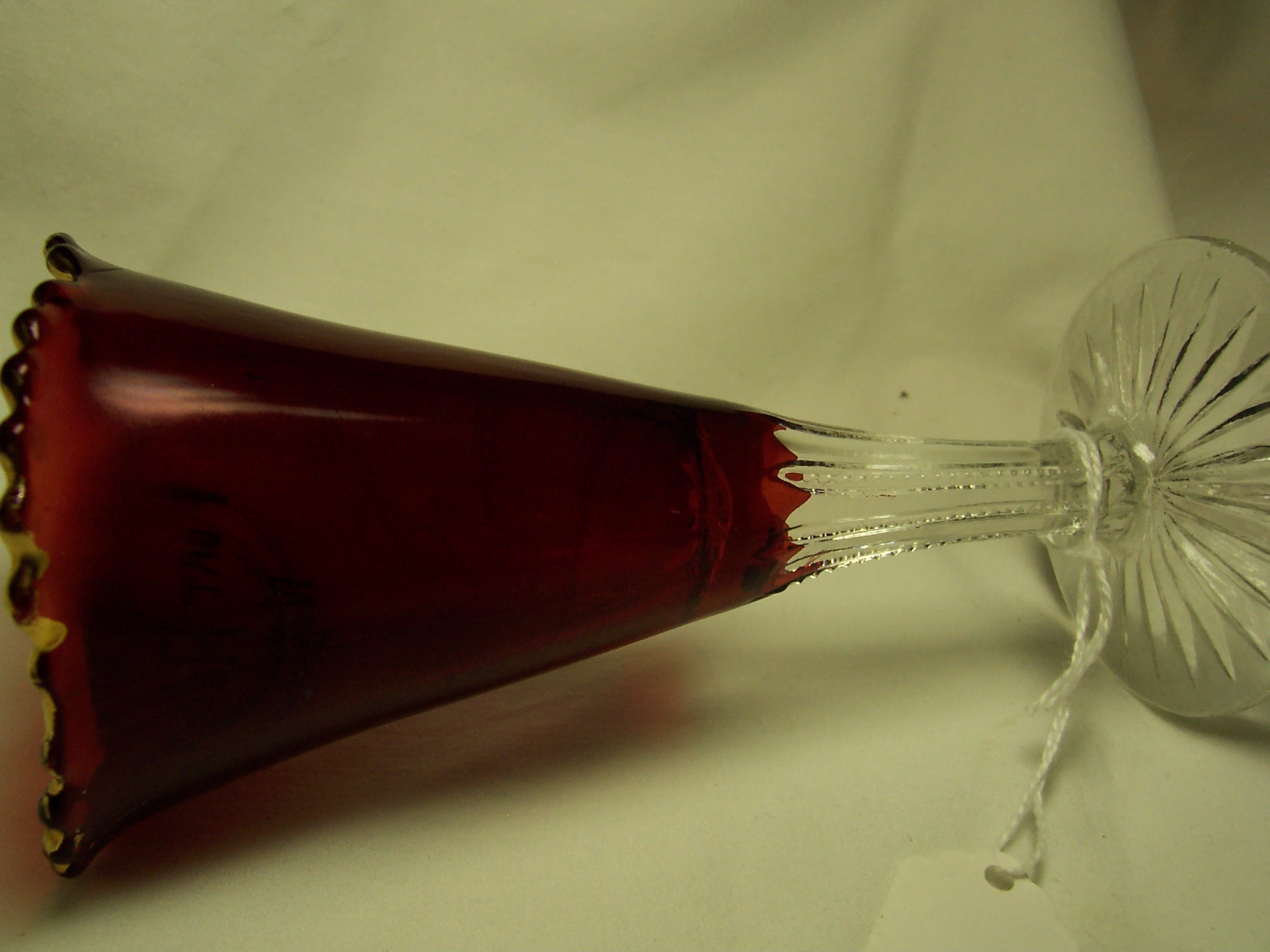 Ruby Glass Souvenir Goblet Fort Ann NY