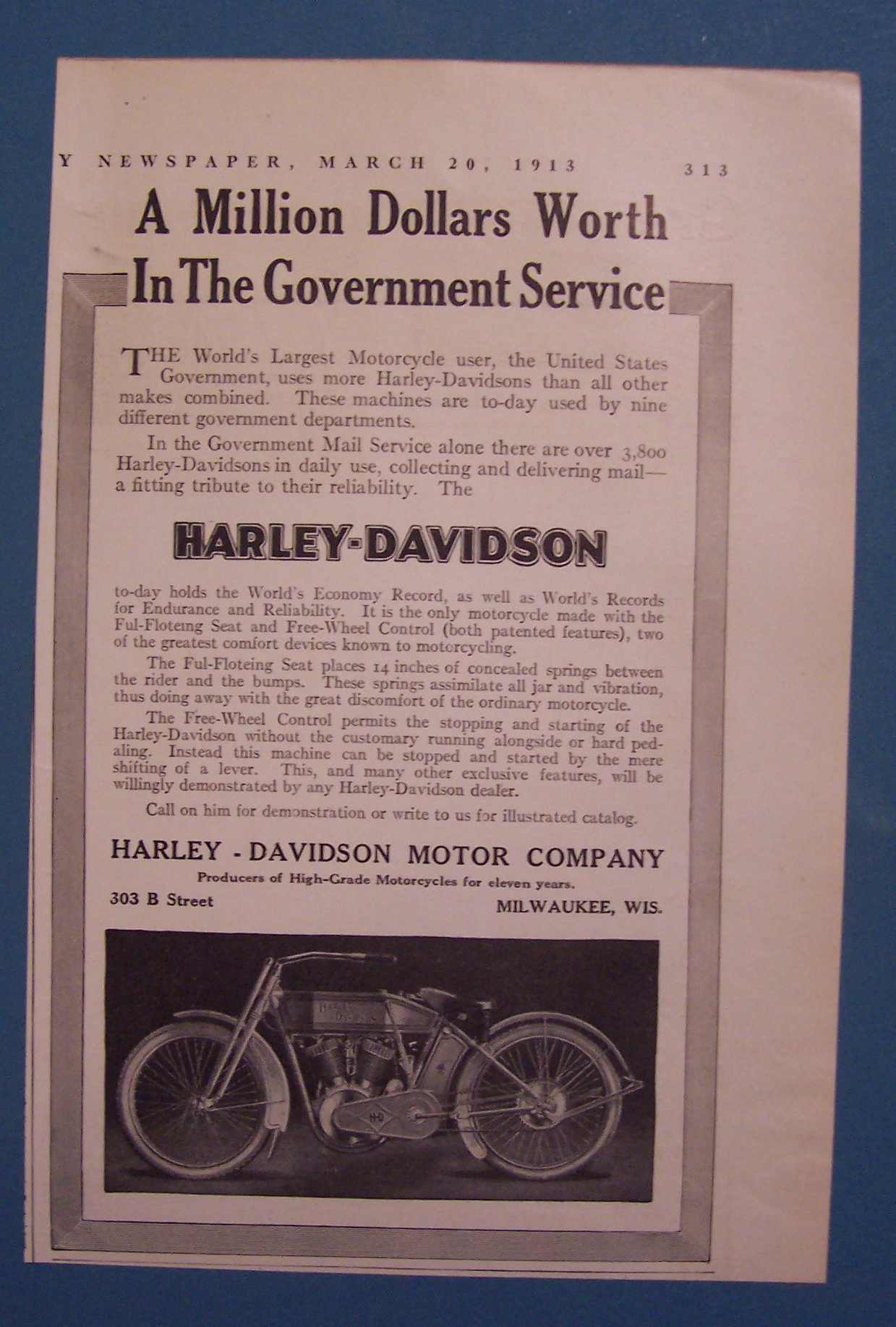 1913 Harley-Davidson Motorcycle with Motorcycle