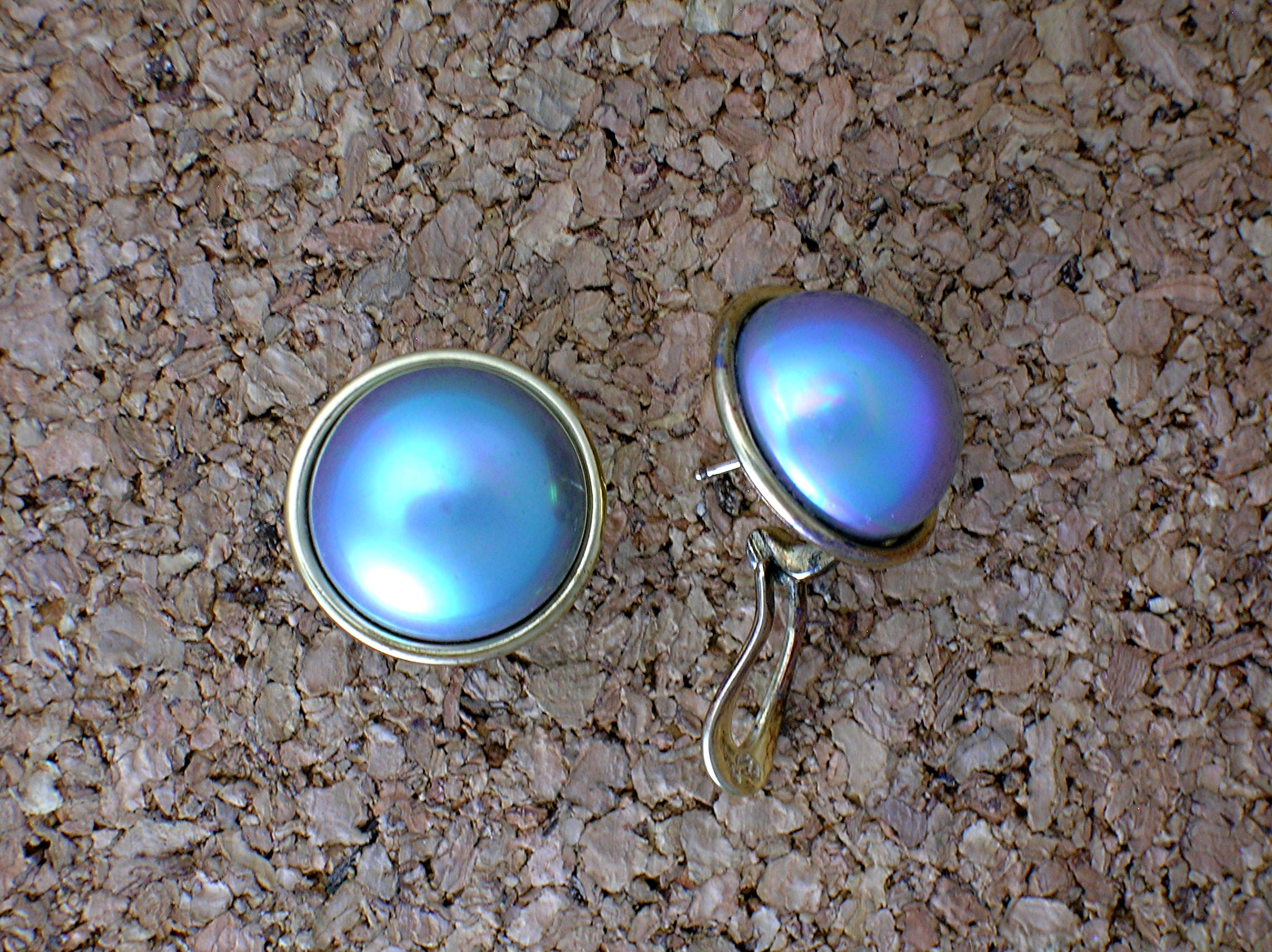 Earrings Sterling Silver Gold Vermeil Mabe Pearl Pierce