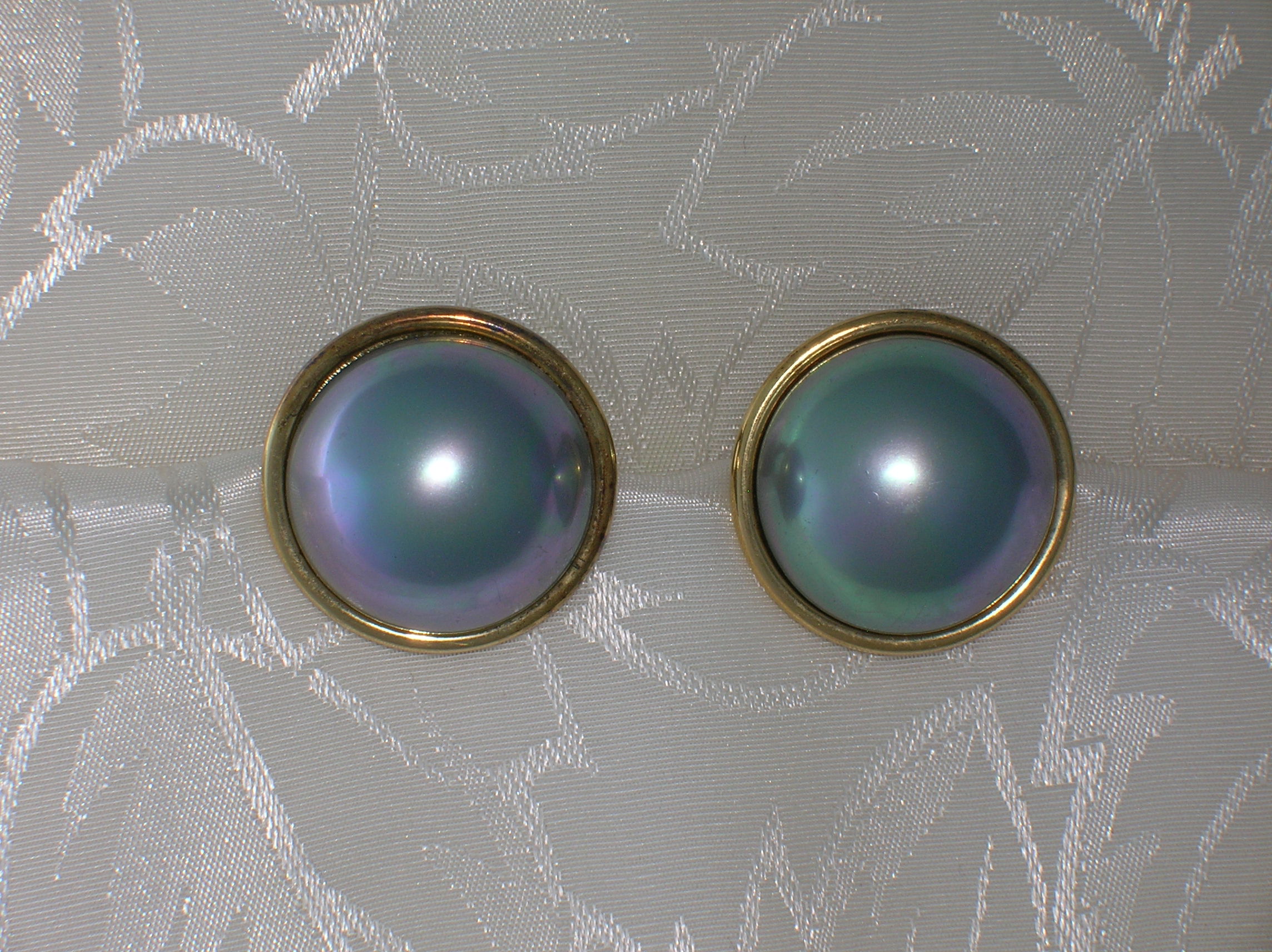 Earrings Sterling Silver Gold Vermeil Mabe Pearl Pierce