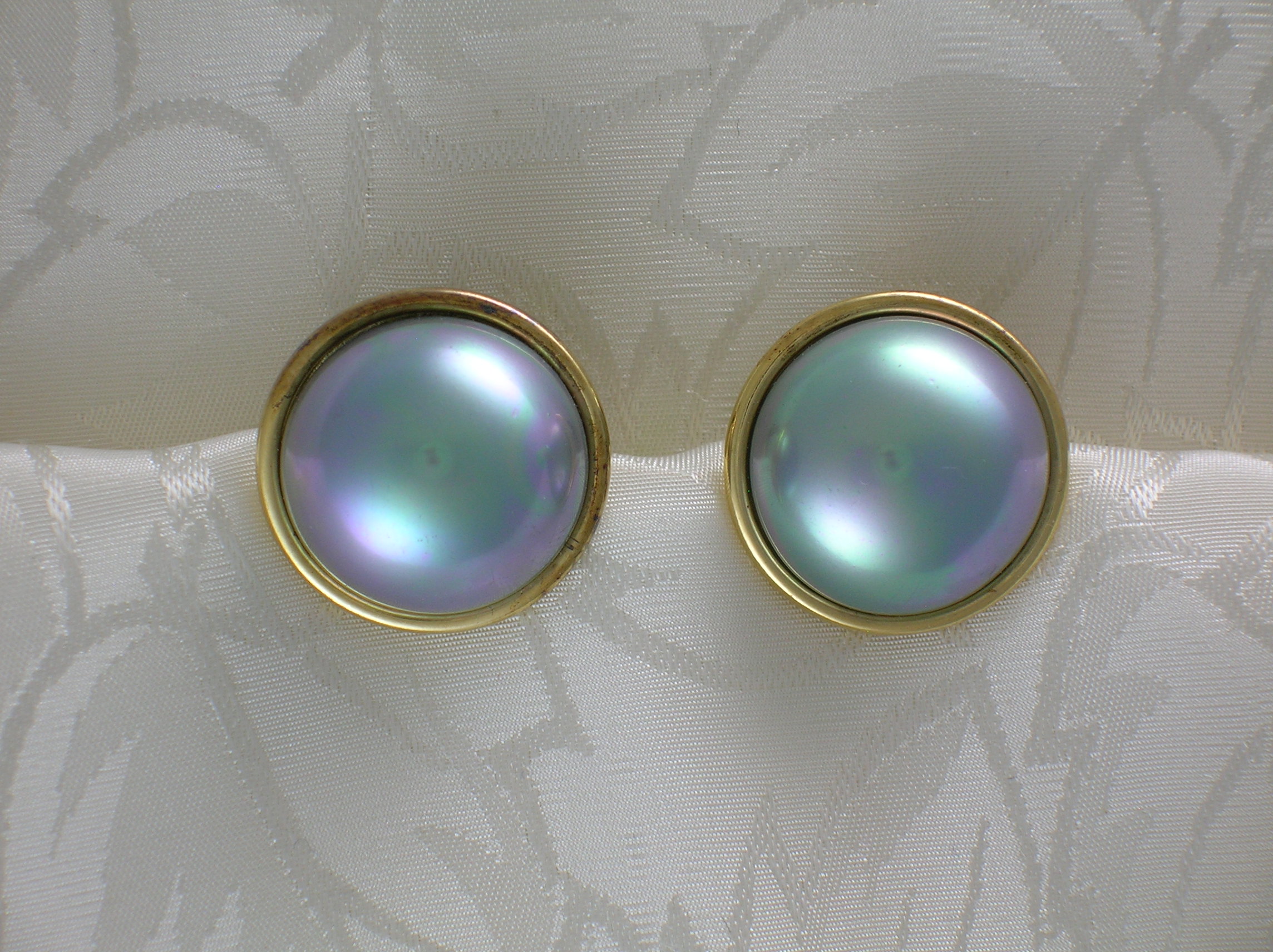 Earrings Sterling Silver Gold Vermeil Mabe Pearl Pierce