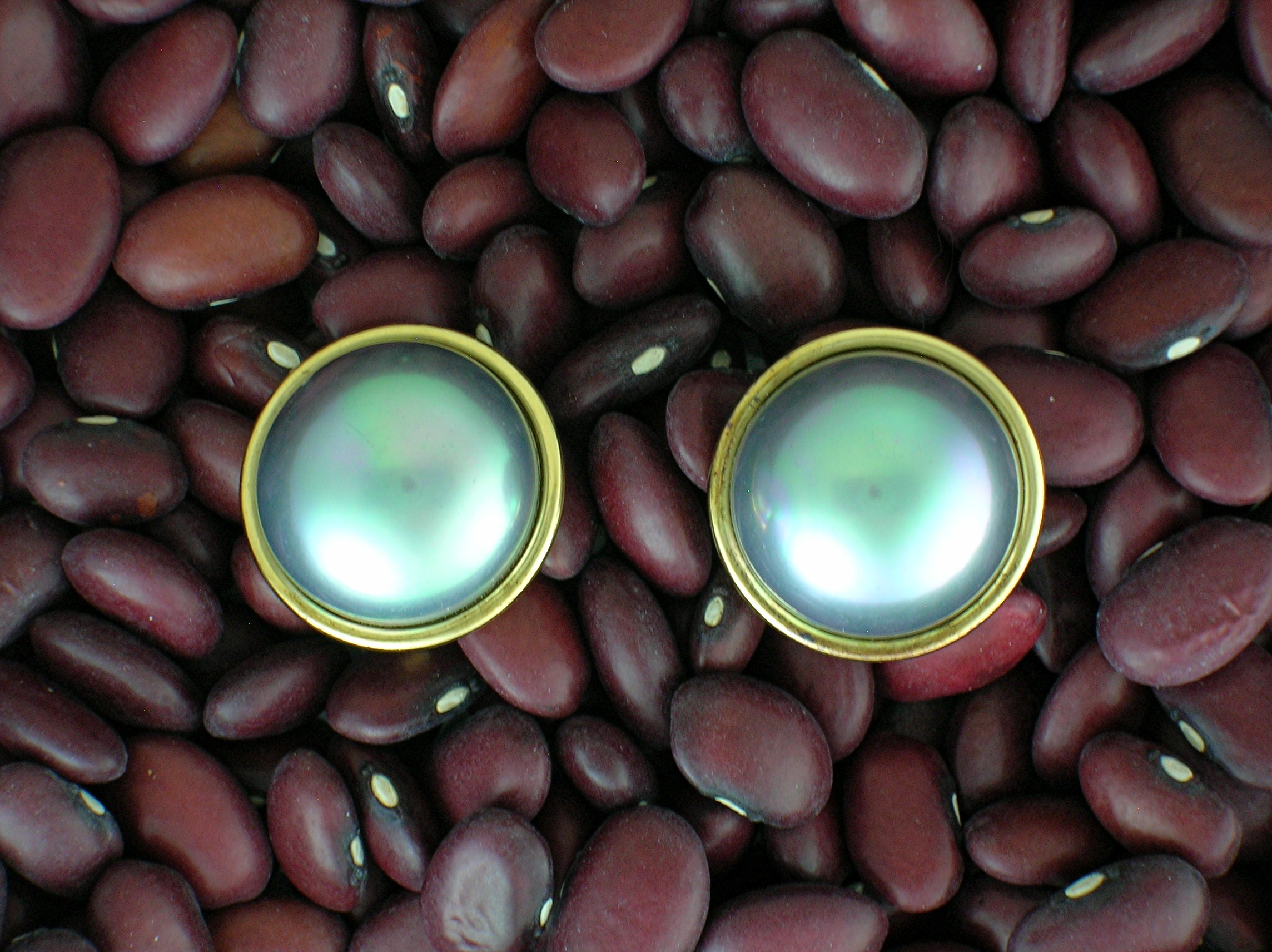Earrings Sterling Silver Gold Vermeil Mabe Pearl Pierce