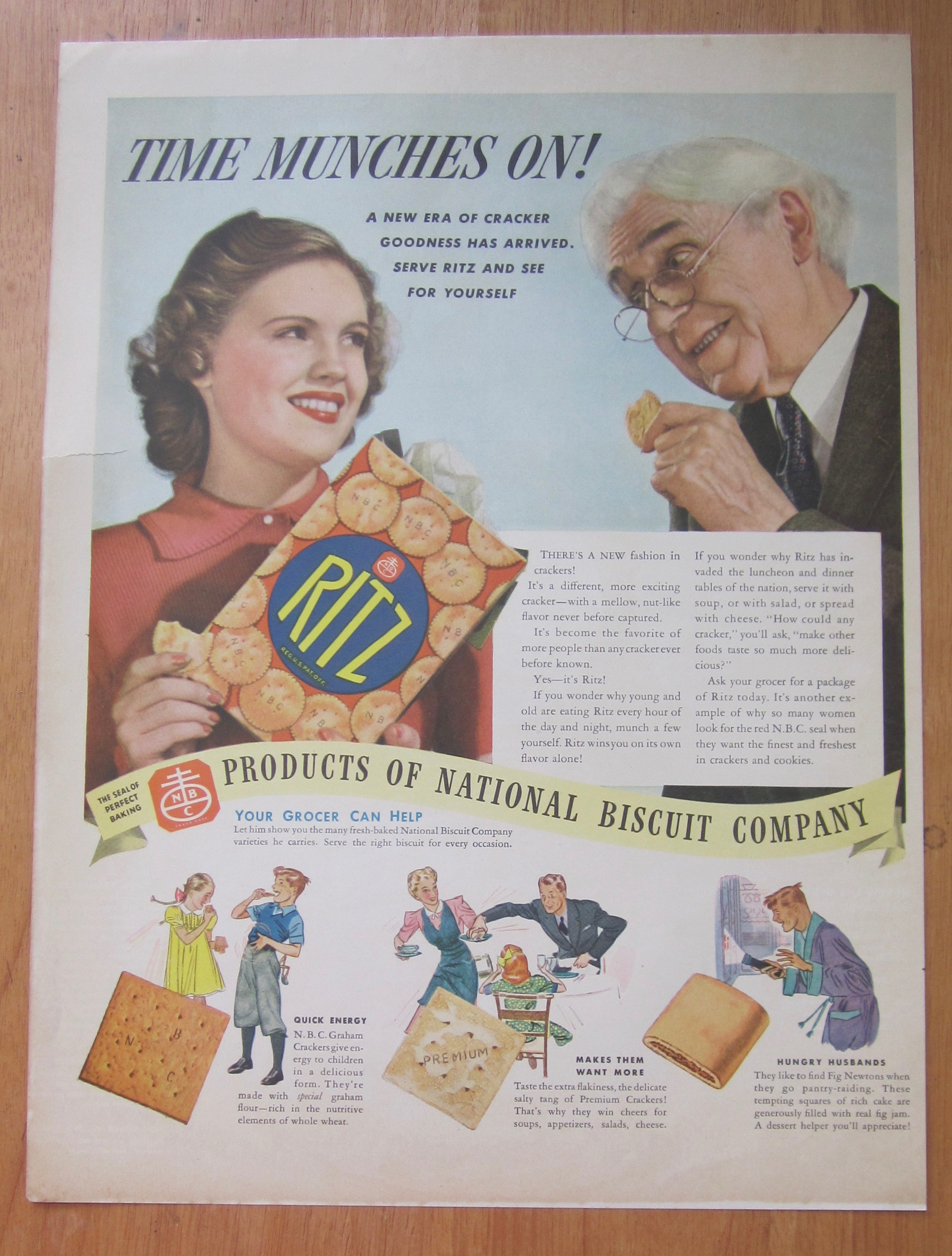 1938 Ritz Crackers with Girl & Man Eating Crackers