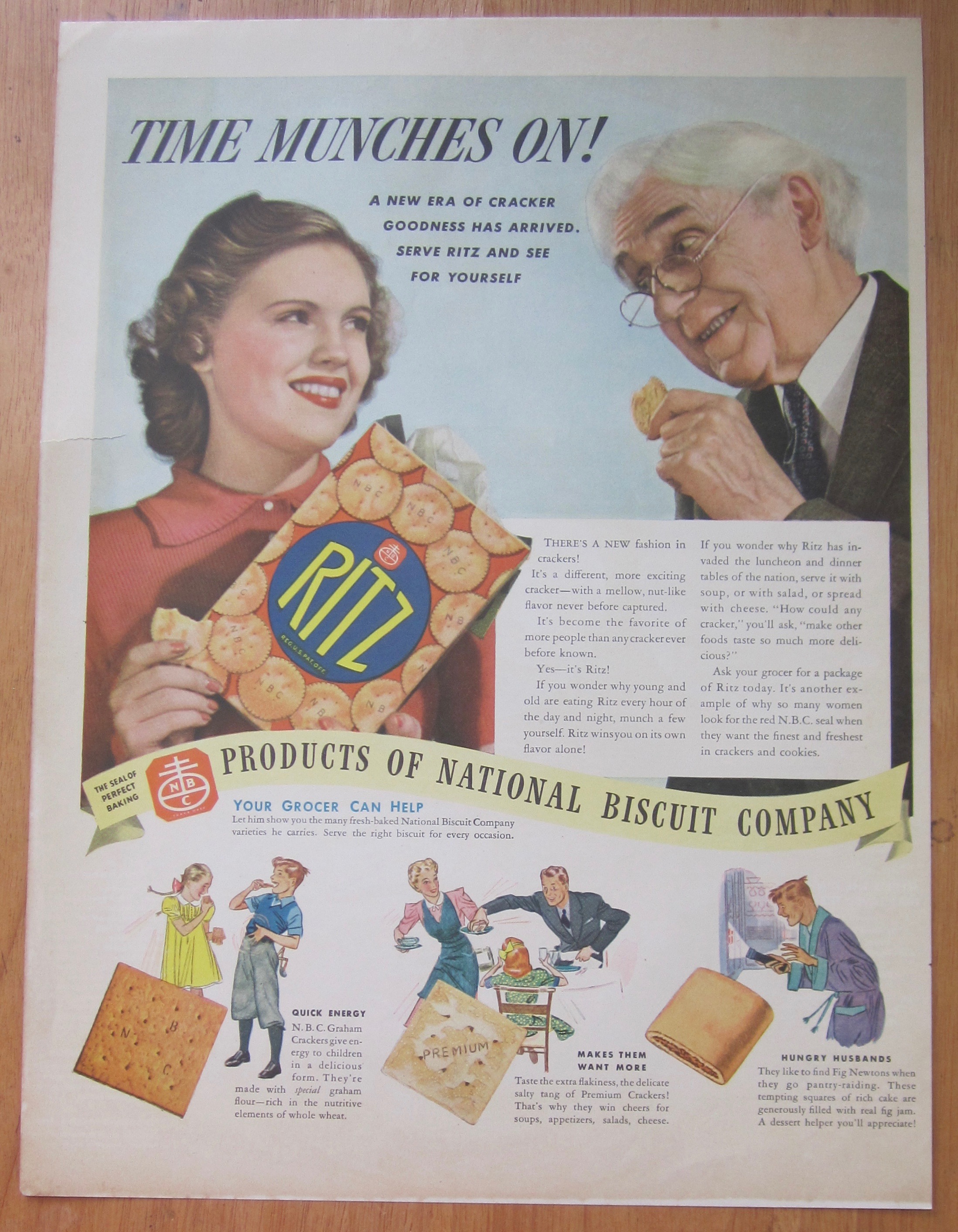 1938 Ritz Crackers with Girl & Man Eating Crackers