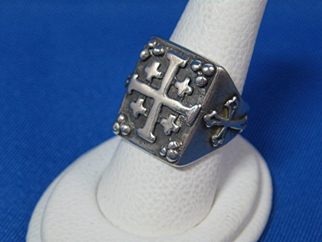 Ring Silver Multi Design Raised Crosses