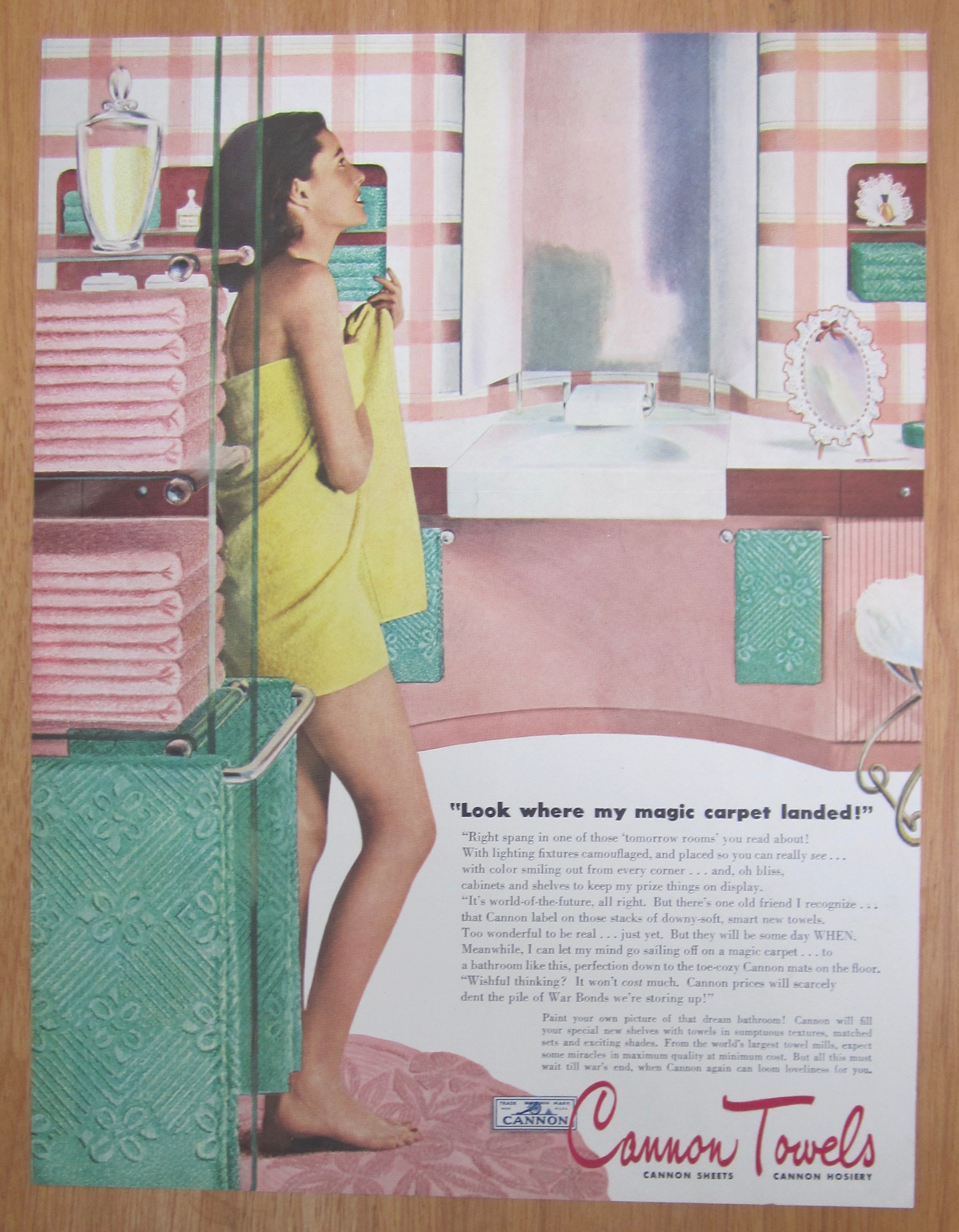 1945 Cannon Towels with Woman Wrapped in Towel
